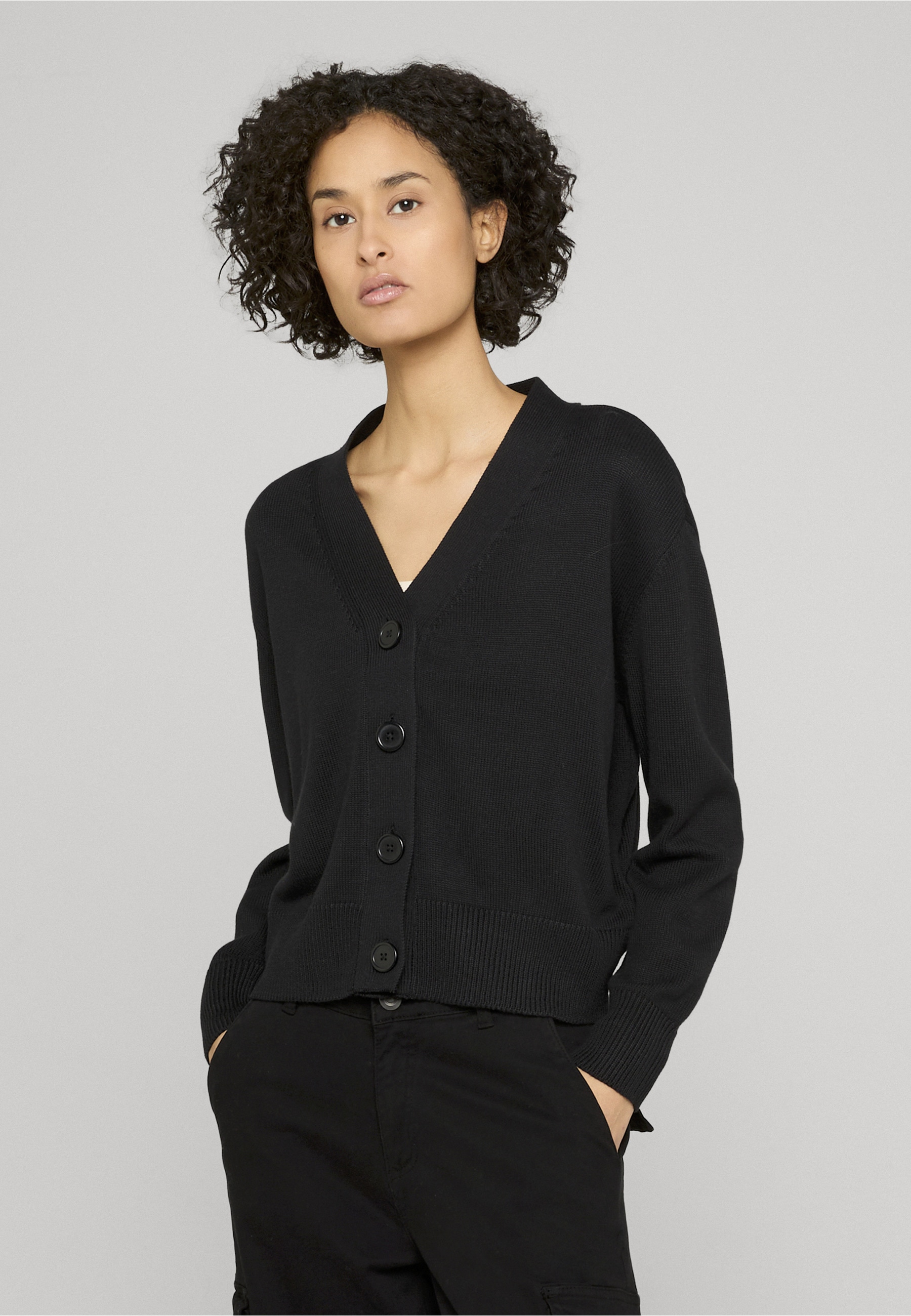 URBAN CLASSICS Strickjacke »Urban Classics Damen Ladies Rib Cardigan« 1 Stk.