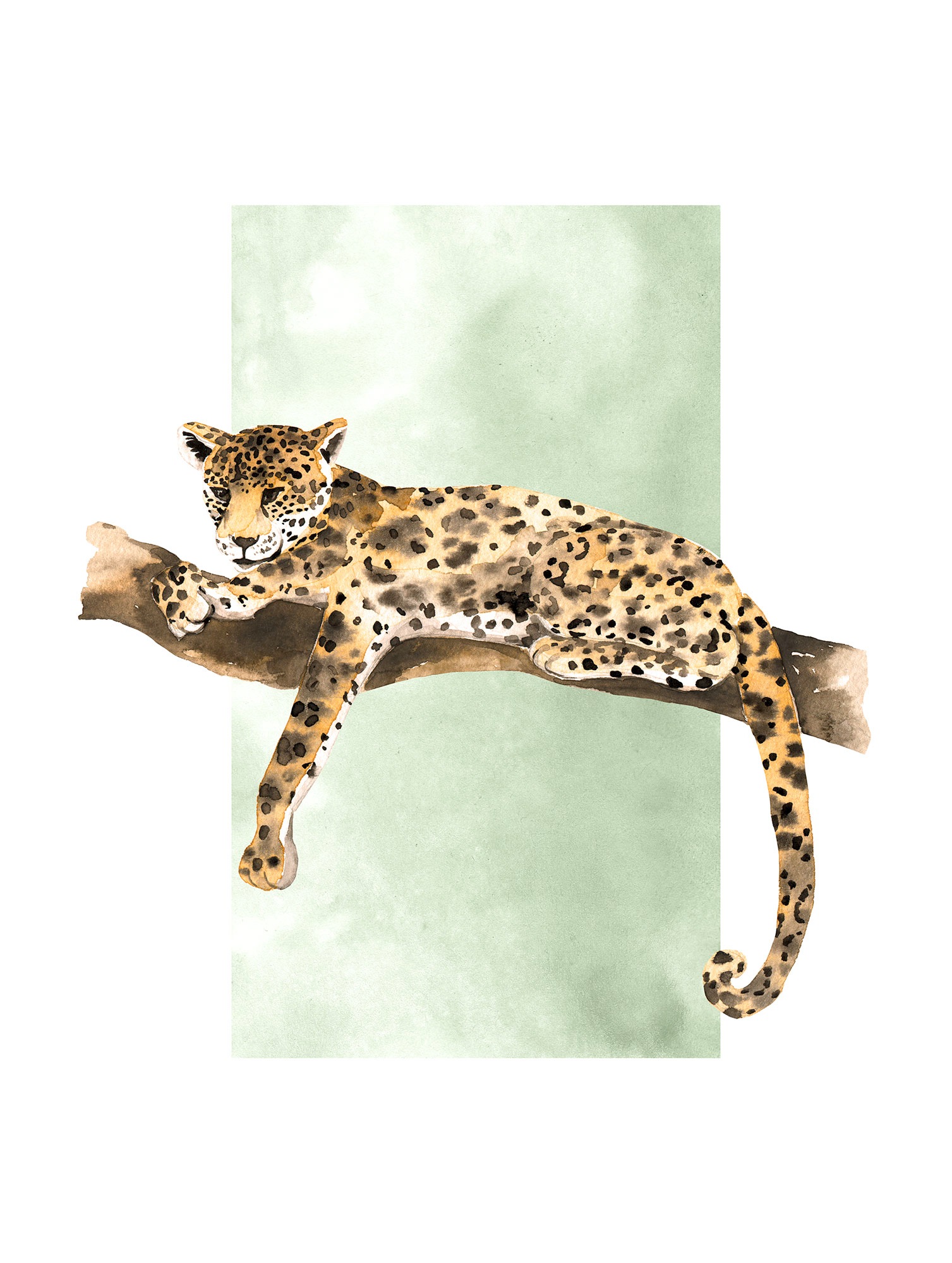 Bild KOMAR "Lazy Leopard", bunt (farbe bild(er): bunt), B:30cm H:40cm, Holz, Papier, Bilder, Bild, Wandbild zur Dekoration - ohne Rahmen