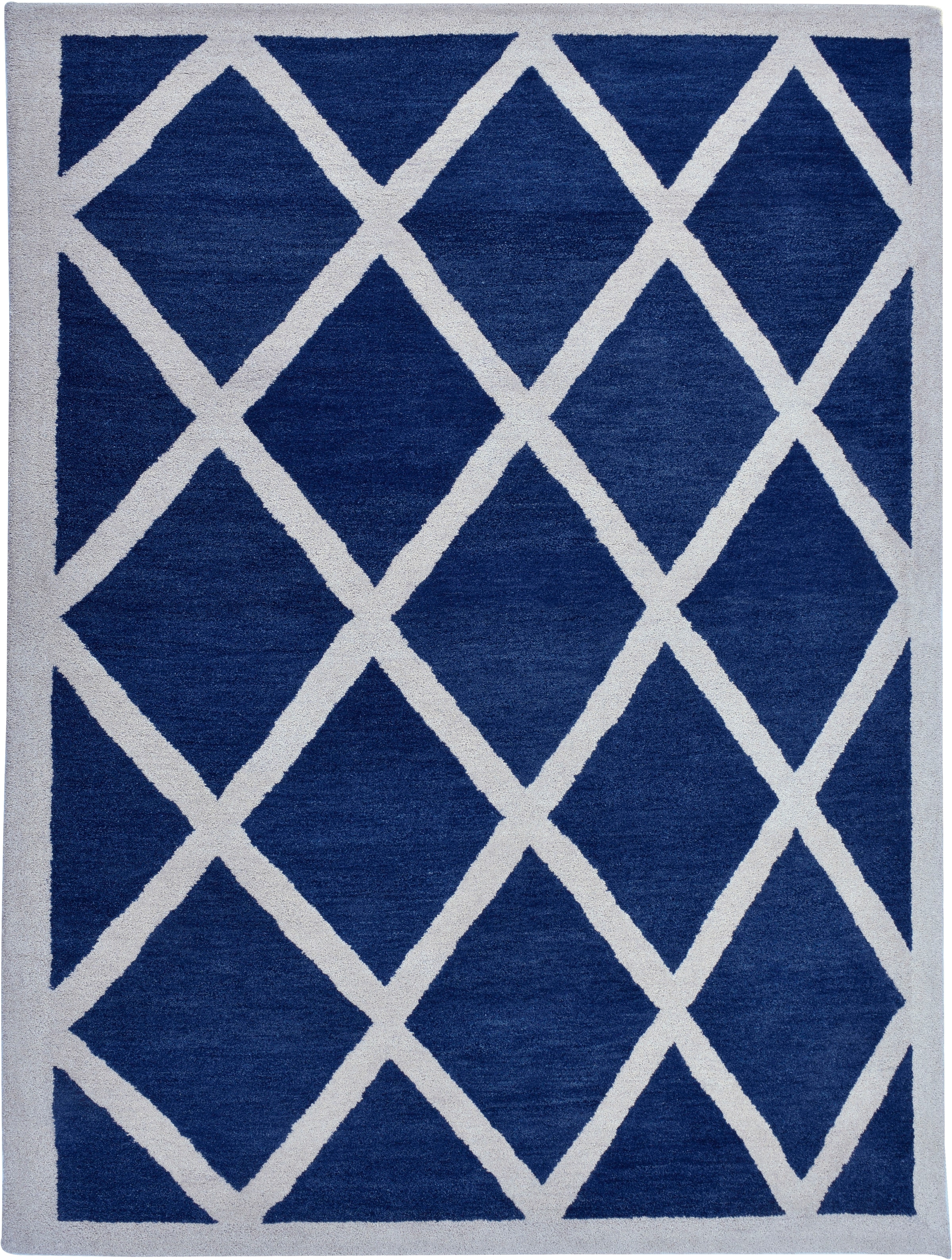 THEKO Wollteppich »Royal Design« rechteckig 14 mm Höhe reine Wolle, Rauten Design, ideal im Wohnzimmer & Schlafzimmer