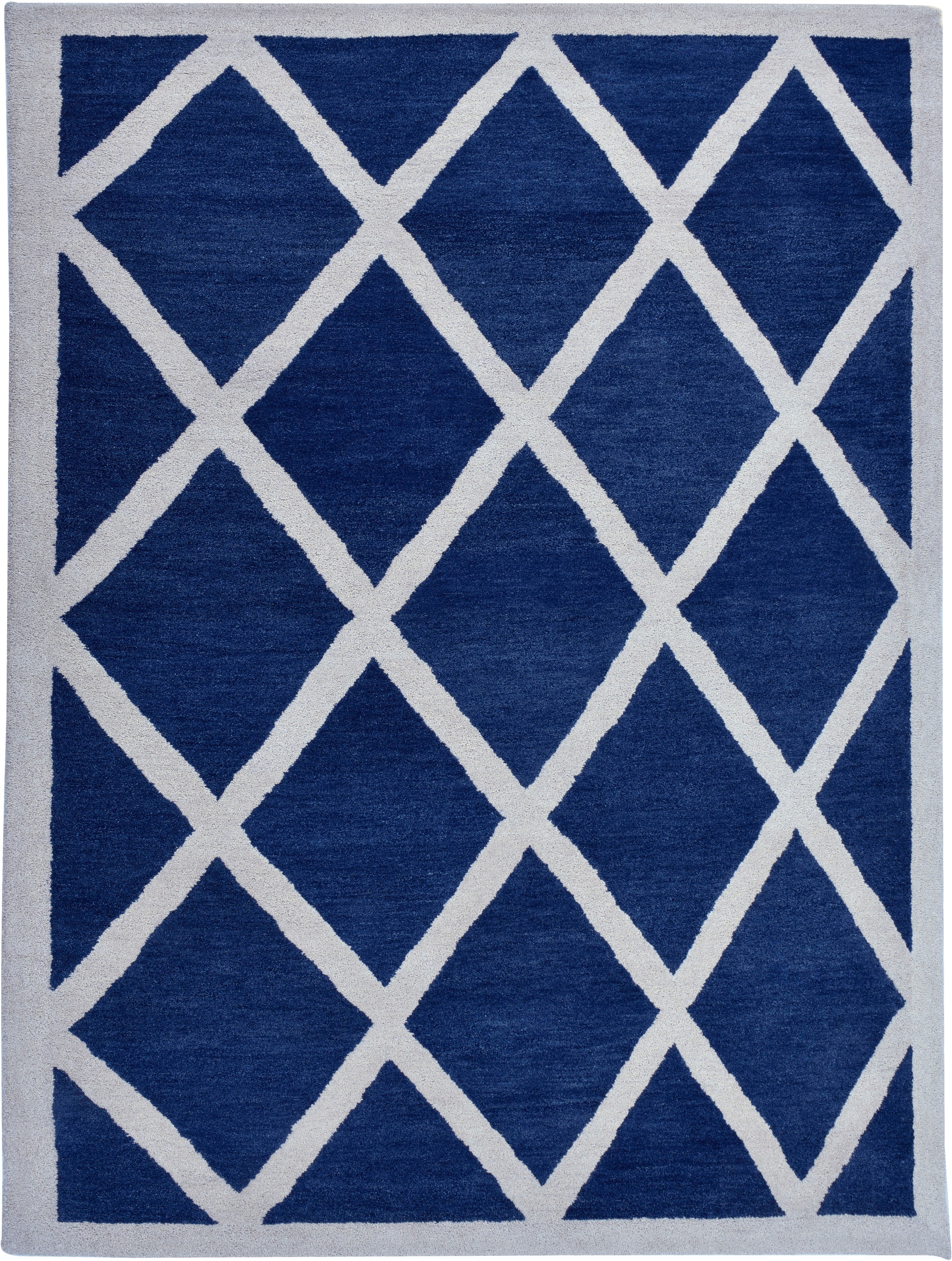 THEKO Wollteppich "Royal Design" rechteckig 14 mm Höhe reine Wolle, Rauten günstig online kaufen