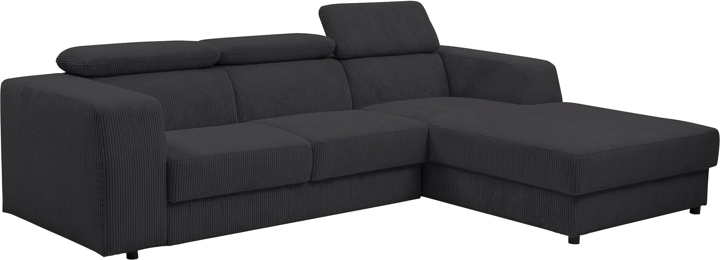 WERK2 Ecksofa »Cherry inkl. Kopfteilverstellung, Bett & Bettkasten, bequem, zeitlos« Cord, L-Form, XXL, Schlaffunktion, Bettkasten
