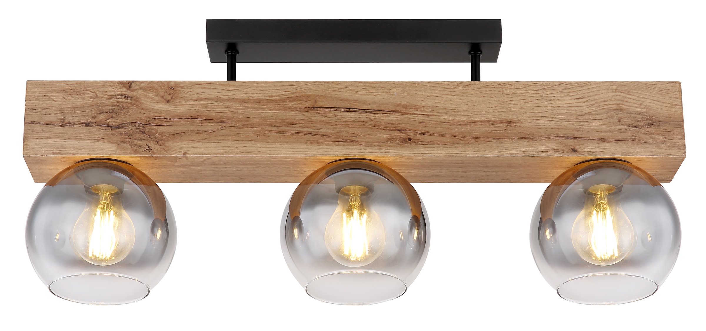 GLOBO LIGHTING Deckenleuchte »MOITAS«, Leuchtmittel E27 | ohne Leuchtmittel, Deckenlampe/Kugeln/Glas/Holz/Wohnzimmer/Glas rauchfarben