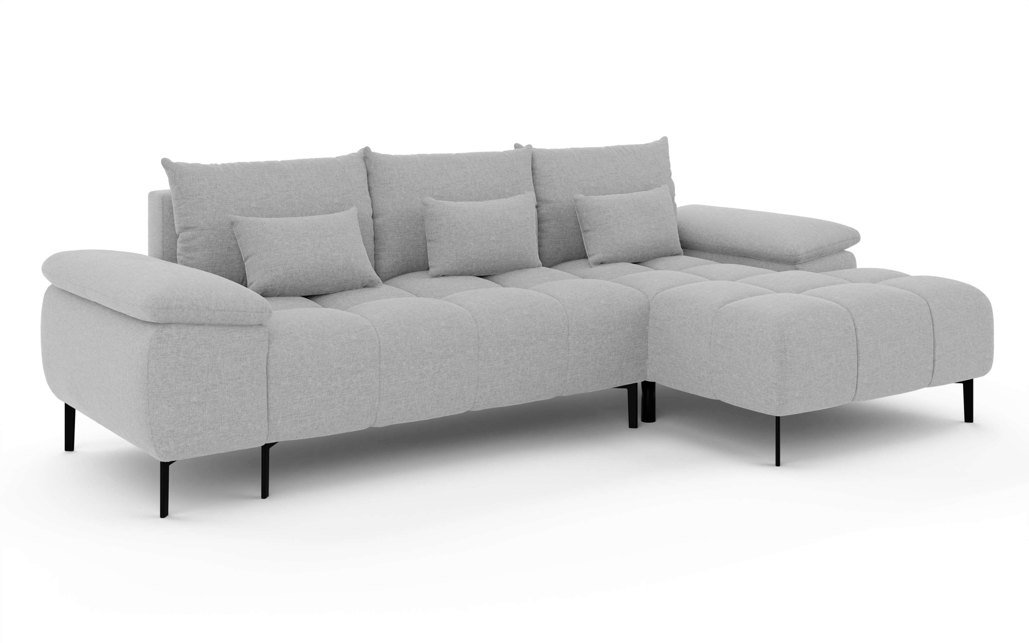 INOSIGN Ecksofa »DROMARA Schlafsofa mit Bettkasten, Maße: B/T/H 277/141/91 cm«, L-Form mit Recamiere rechts/links bestellbar, Wellenunterfederung
