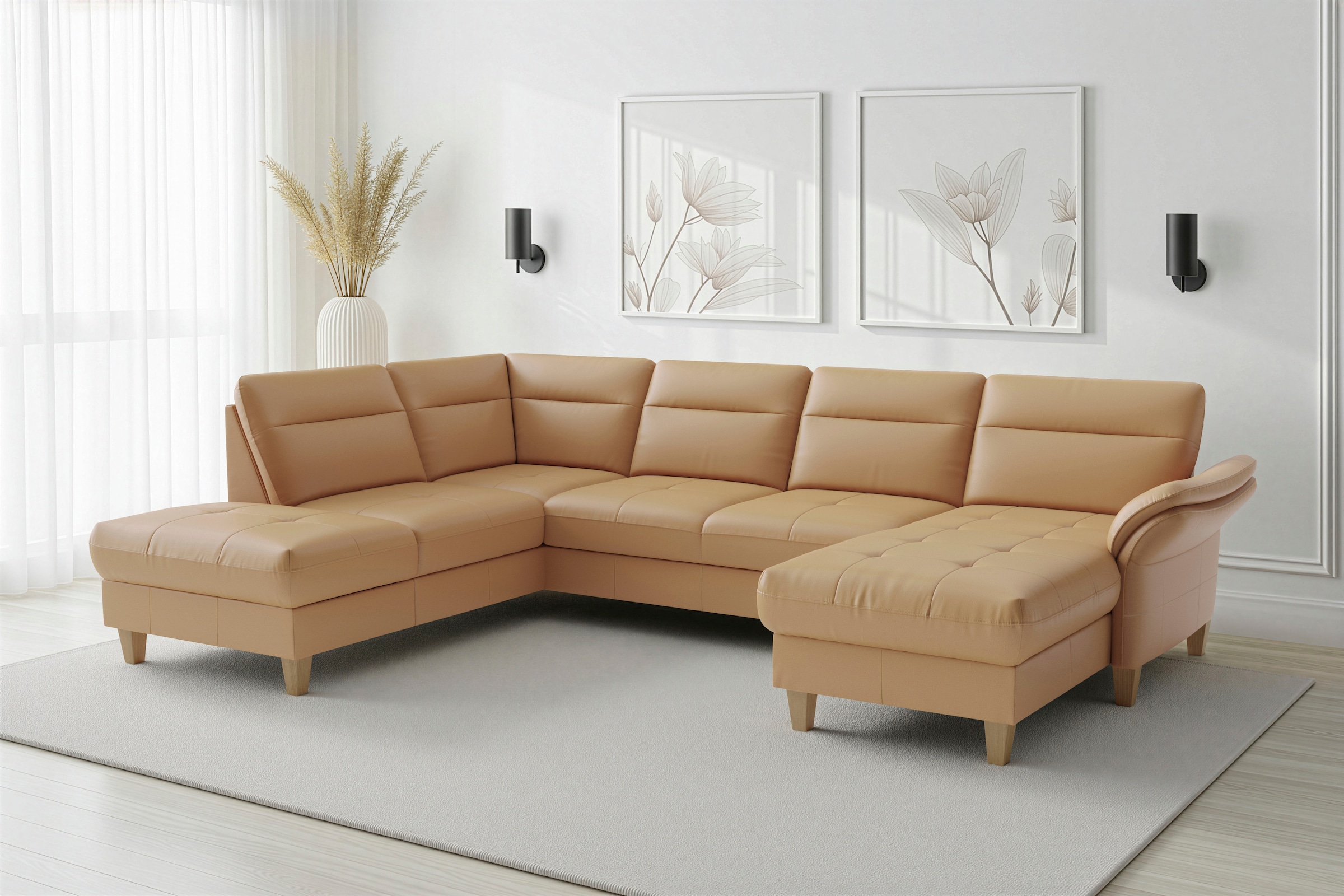 sit&more Wohnlandschaft "Pamela U-Form, B: 292 cm, optional Schlaffunktion & Bettkasten, Leder"