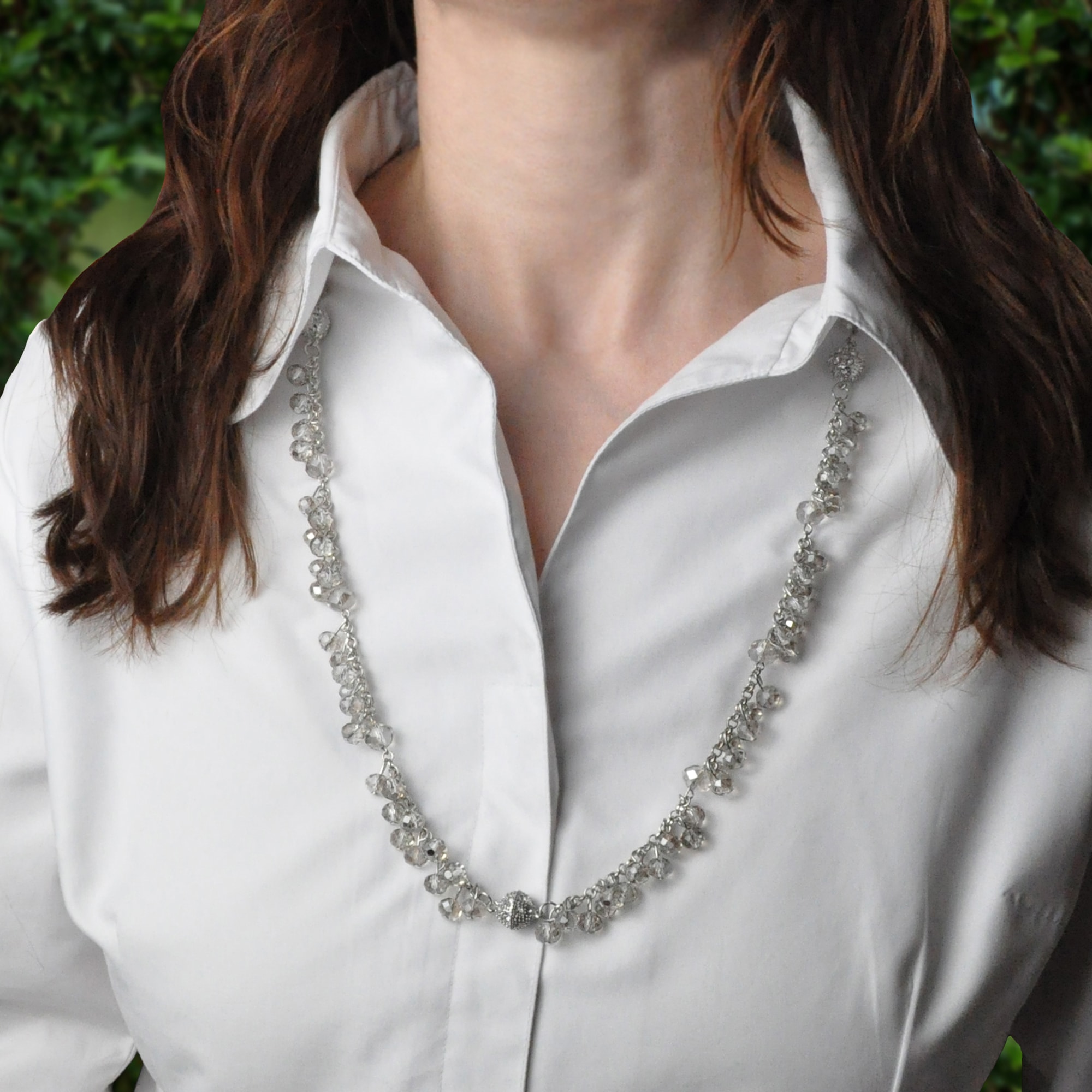 Steuer Collier-Set »Collier Armband silberfarben Ankerkette Glas Perle grau«