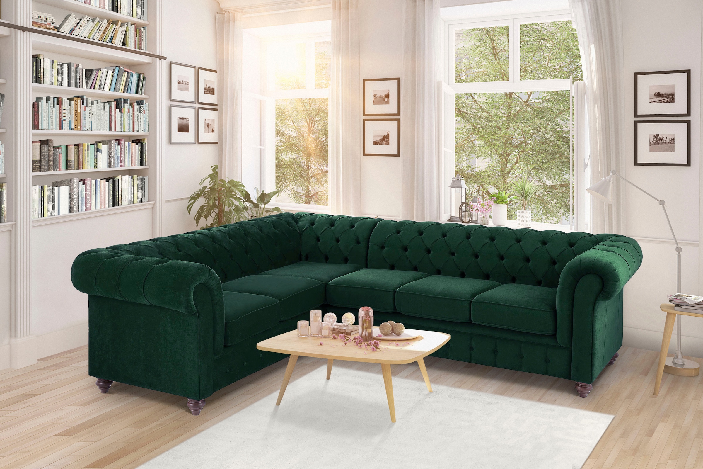 Home affaire Chesterfield-Sofa "Duc Ecksofa L-Form", hochwertige Knopfheftu günstig online kaufen