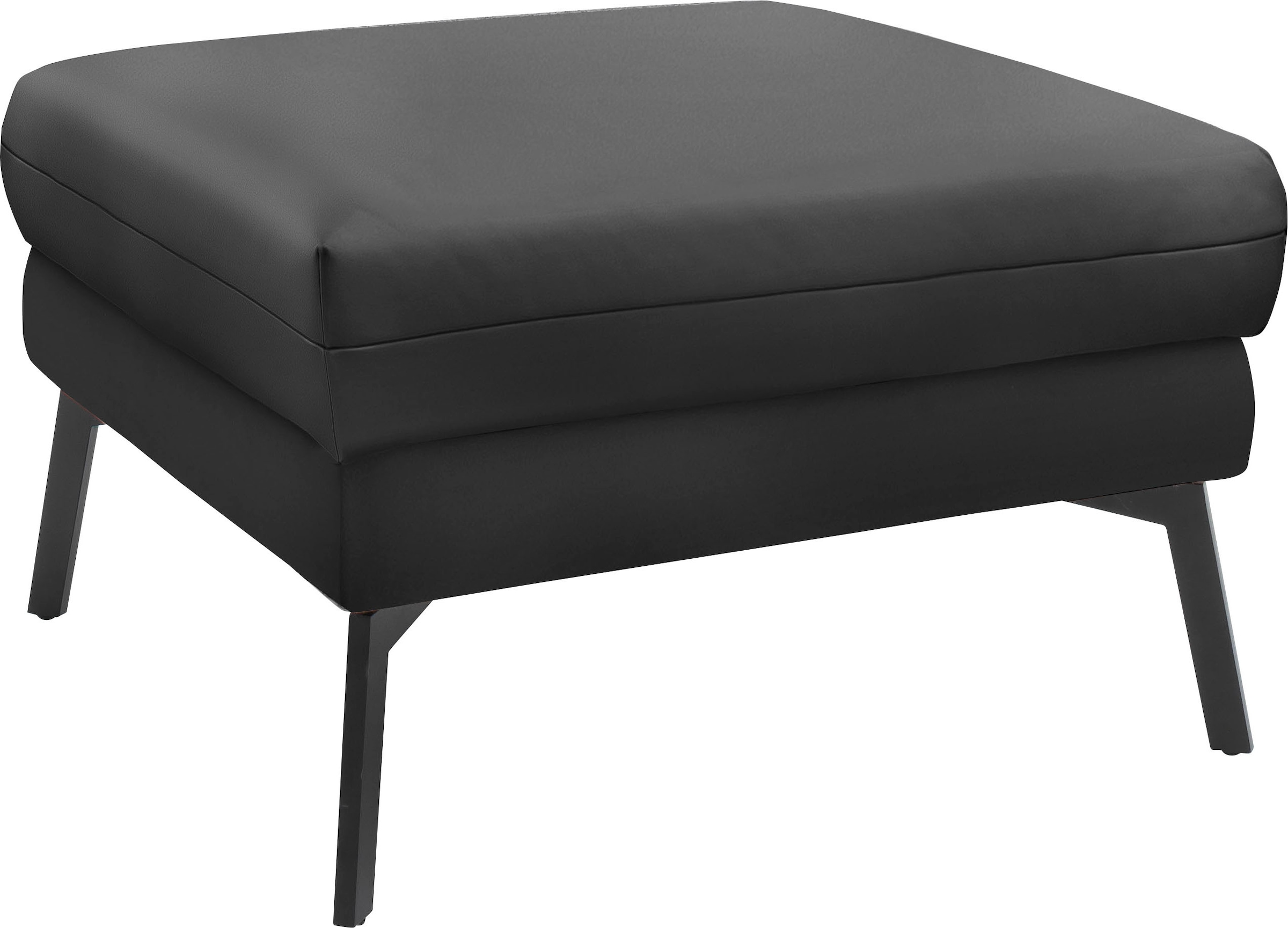Hockerbank "Spin", schwarz, B:74cm H:46cm T:74cm, 100% Leder, SCHÖNER WOHNEN-KOLLEKTION, Hocker, passend zur Serie "Spin"
