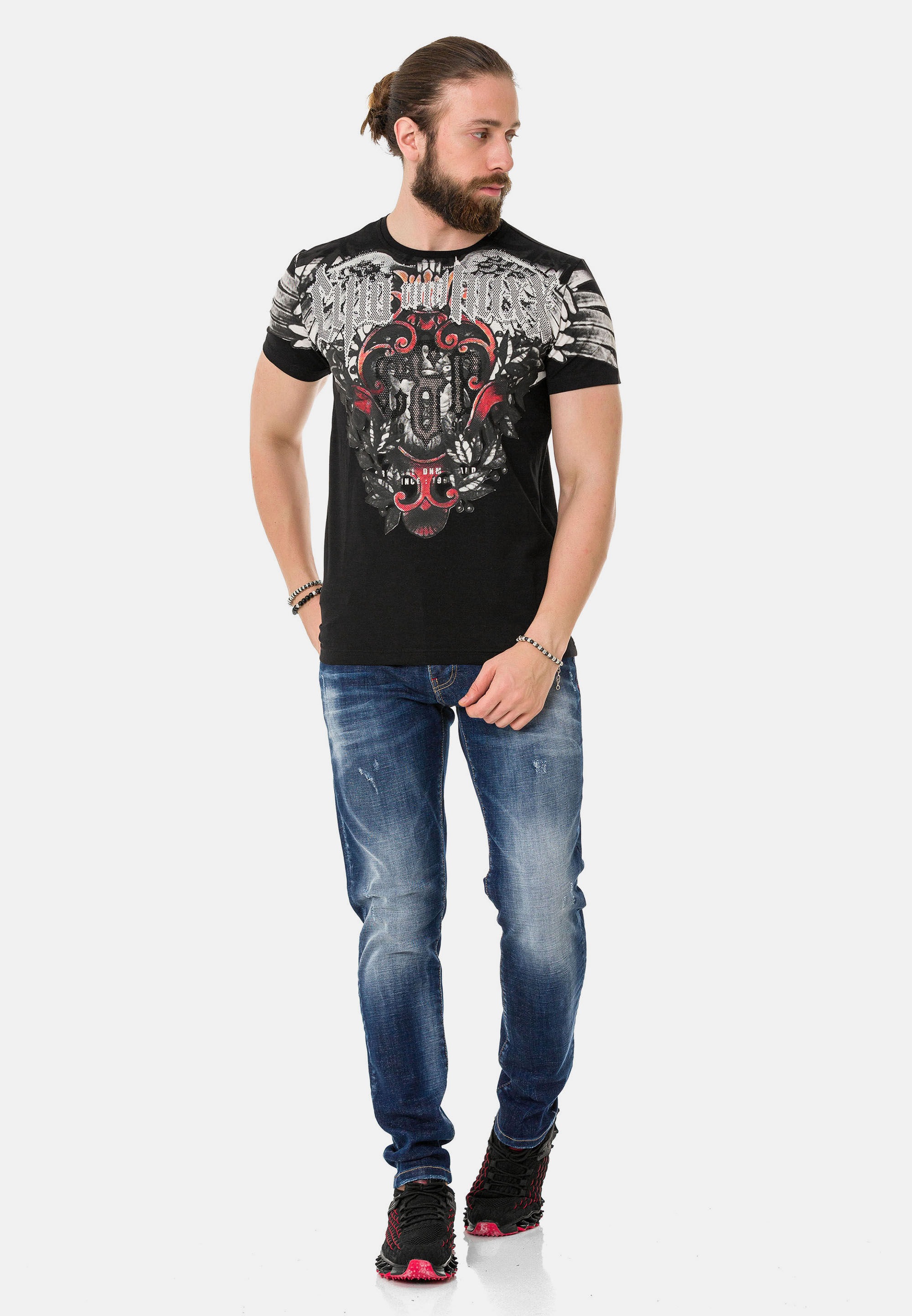 Cipo & Baxx T-Shirt »T-Shirt«, aus hochwertiger Baumwolle