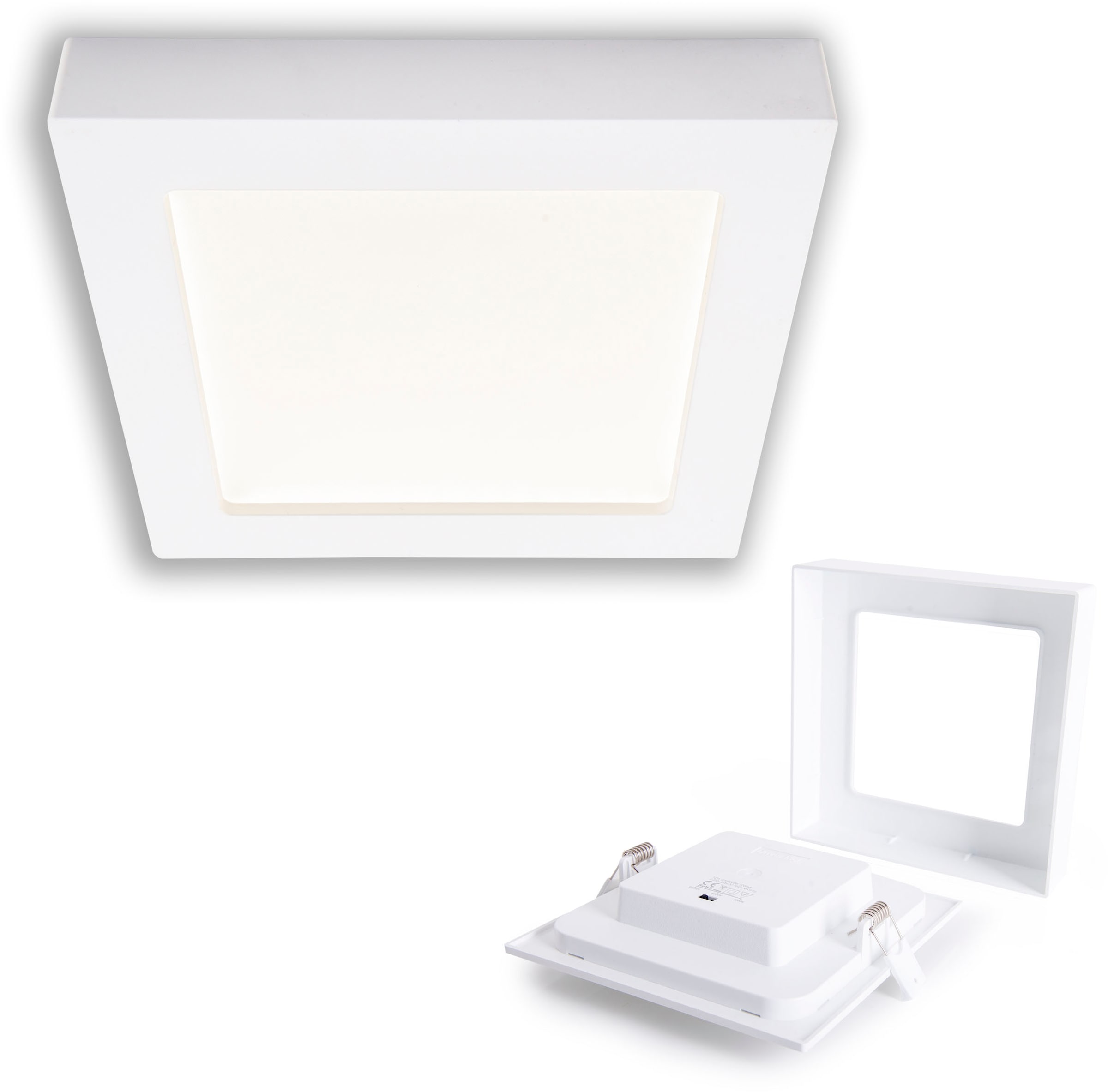 näve LED Einbauleuchte »Komplex«, 1 flammig, Leuchtmittel LED-Modul | LED fest integriert, auch Aufbau, CCT, Lichtfarbe über Geräteschalter einstellbar, eckig