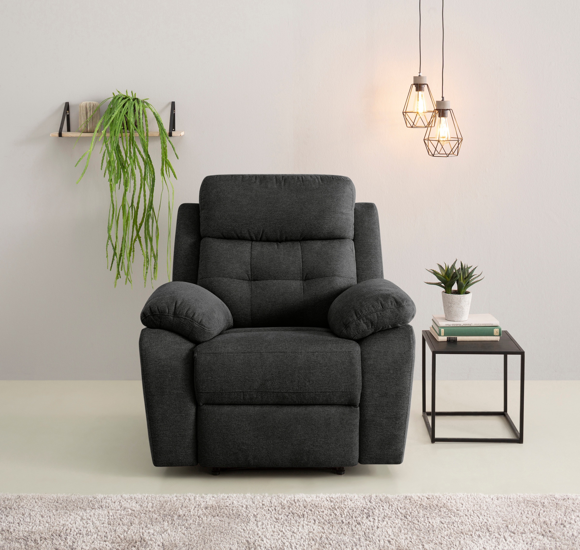 OTTO home Relaxsessel "Lannilis mit Liegefunktion, Fernsehsessel" mit manueller und elektrischer Relaxfunktion, anthrazit