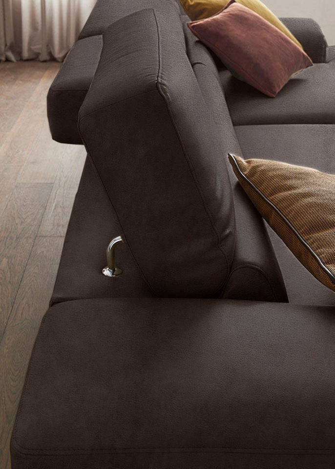 W.SCHILLIG Ecksofa »piedroo, Designsofa mit tollem Sitzkomfort, elegant und bequem, L-Form«, Kopfteilverstellung, wahlweise mit Sitztiefenverstellung, Breite 303cm