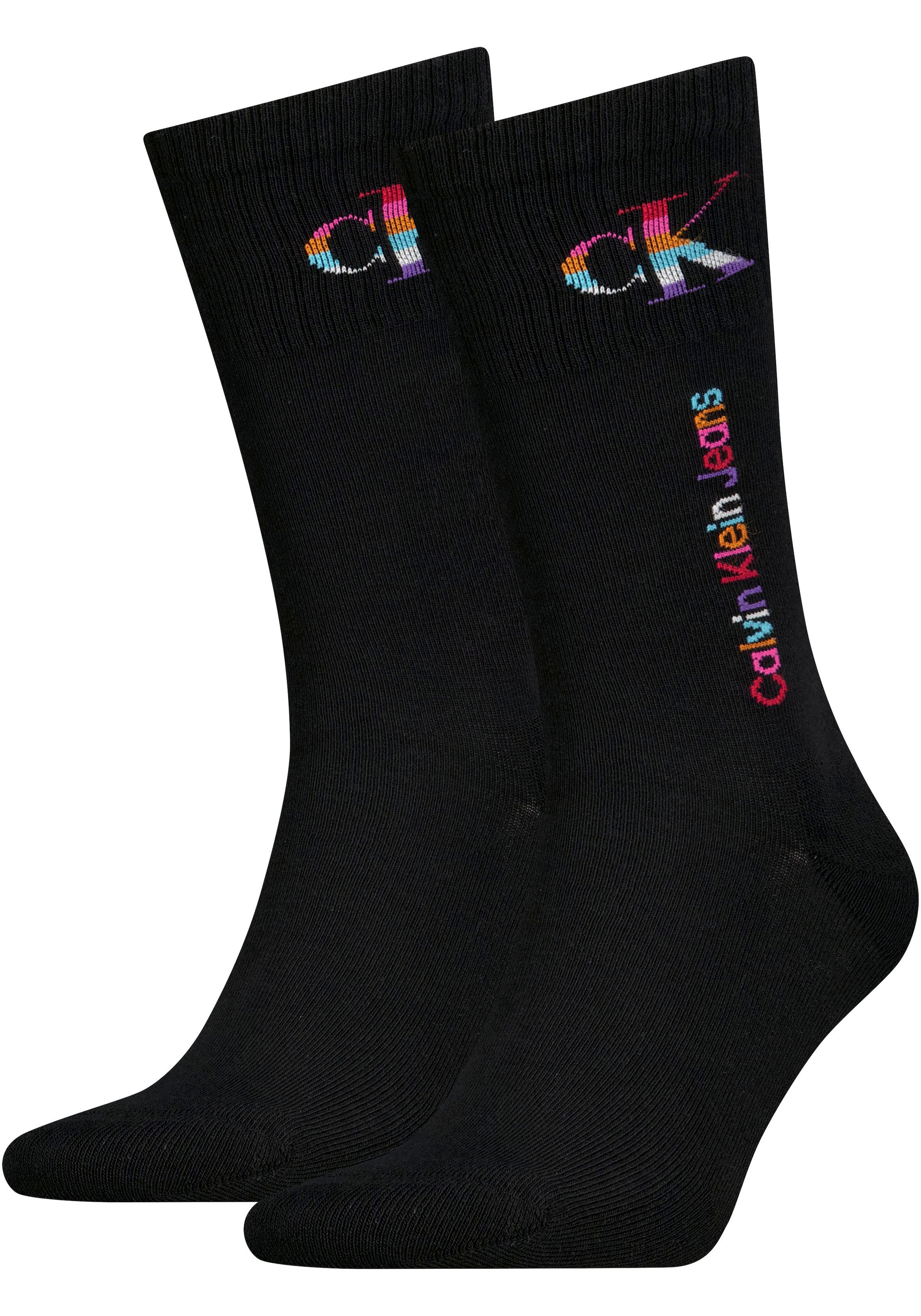 Calvin Klein Jeans Socken, (Packung, 2 Paar), mit Regenbogen-Logo