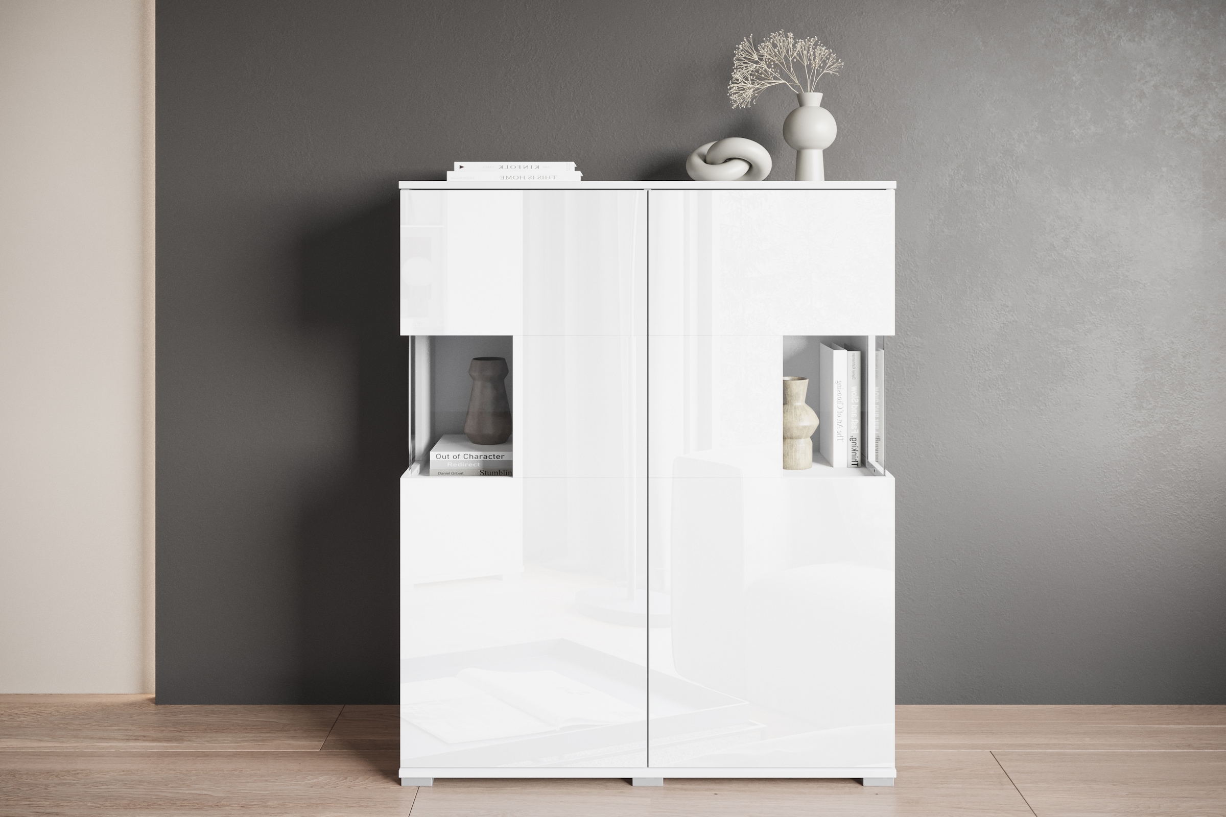 INOSIGN Highboard »Kenia«, Modernes Highboard mit Glastüren, Breite 100 cm