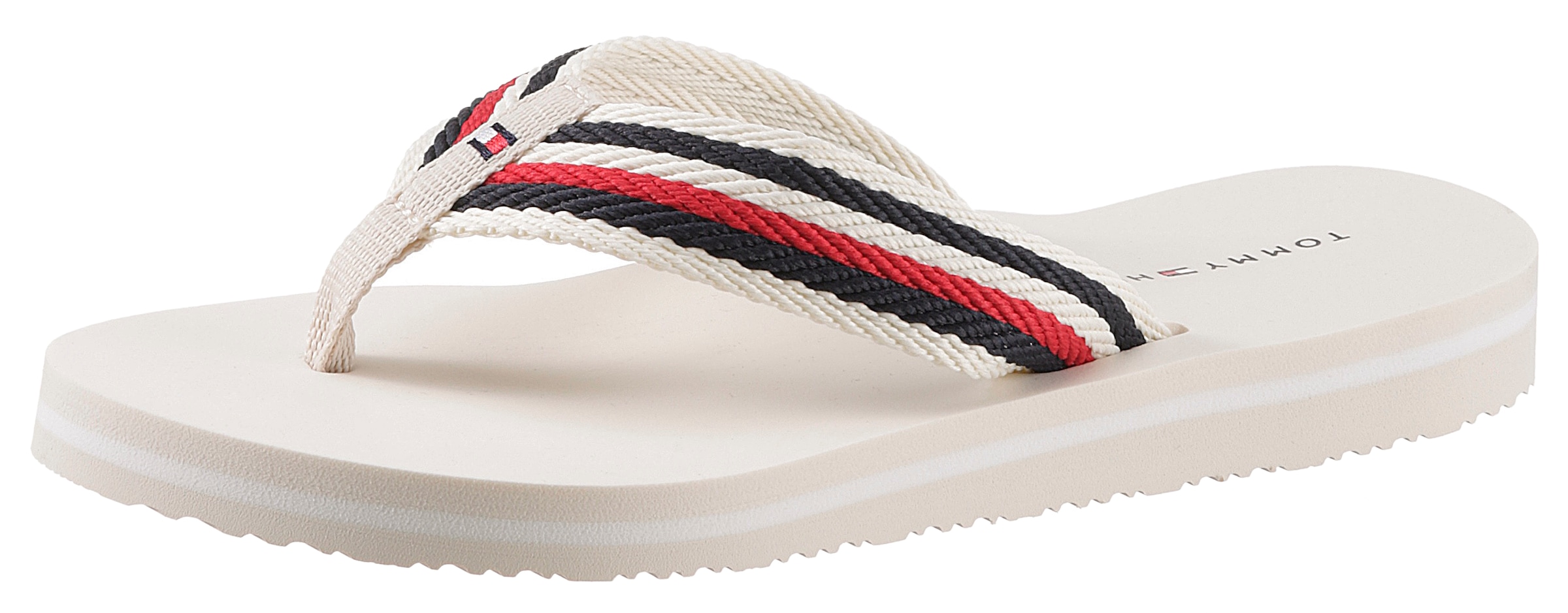 Tommy Hilfiger Zehentrenner "TOMMY ESSENTIAL COMFORT SANDAL", mit gestreiften Bandagen