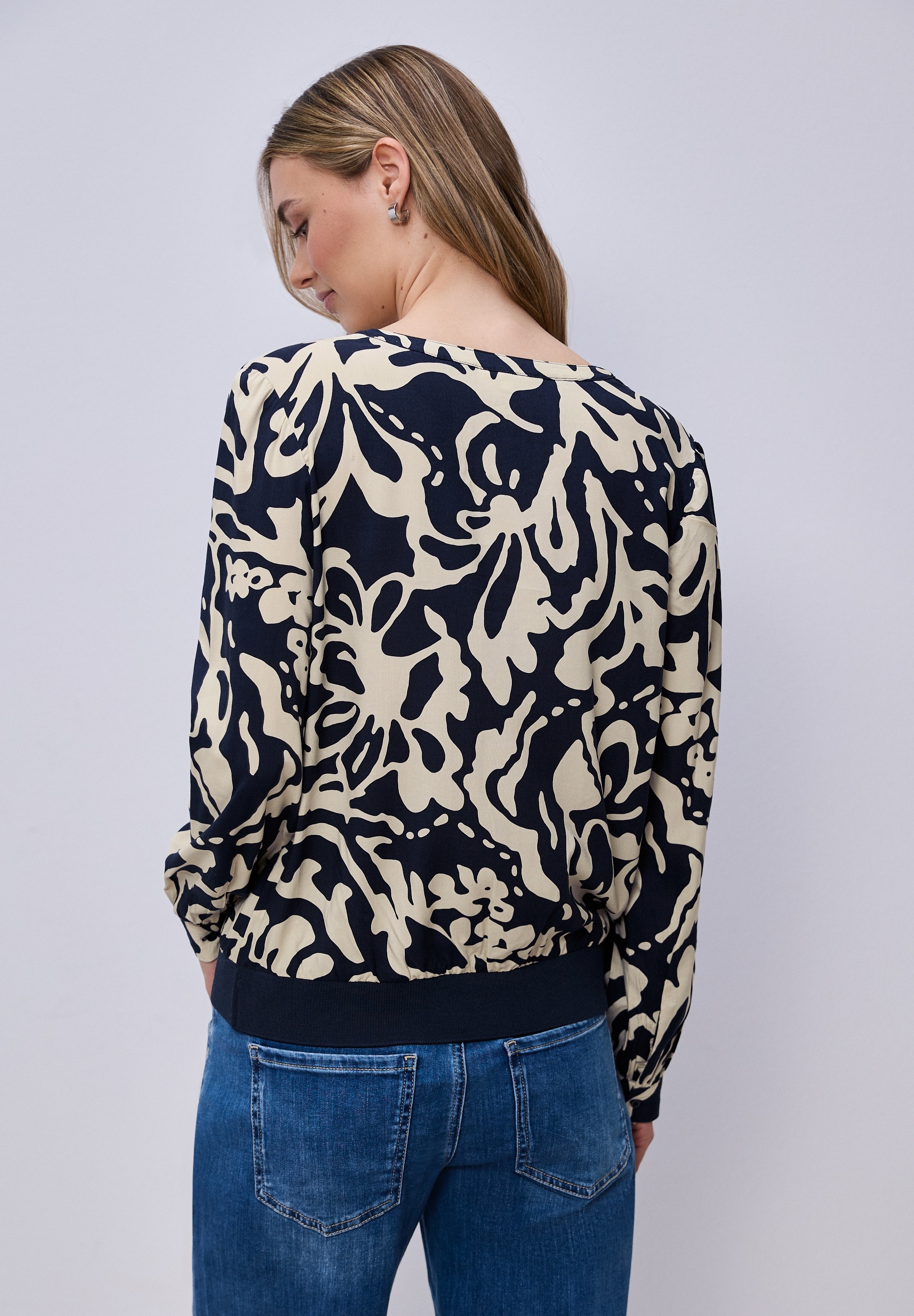 Street One Long Sleeve Blouse Shadowed Navy 38 2