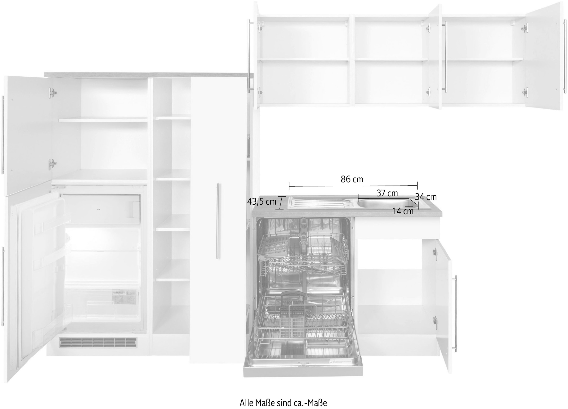 KOCHSTATION Winkelküche »KS-Samos«, Stellbreite 290x170 cm, wahlweise mit E-Geräten, mit Arbeitsplatte