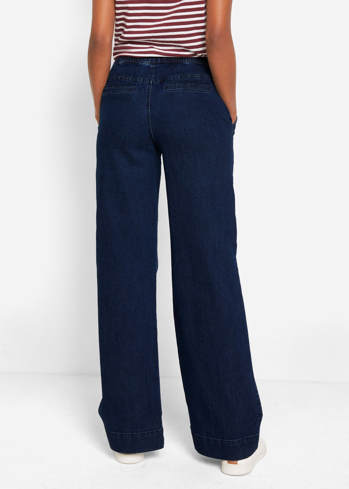 bonprix Weite Jeans "Wide Leg Jeans Mid Waist, Stretch" 2 Stk. Loose Fit Pa günstig online kaufen