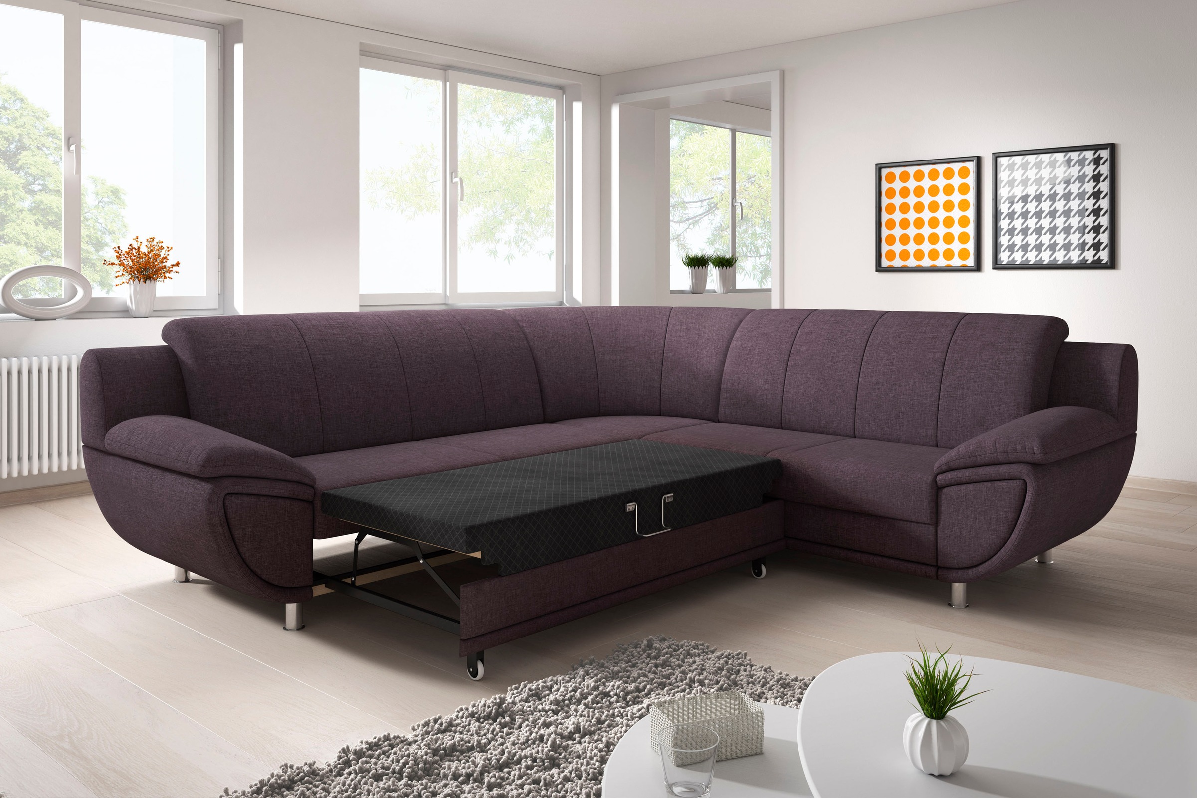 TRENDMANUFAKTUR Ecksofa »Rondo II, L-Form«, wahlweise mit Federkern, wahlweise mit Bettfunktion