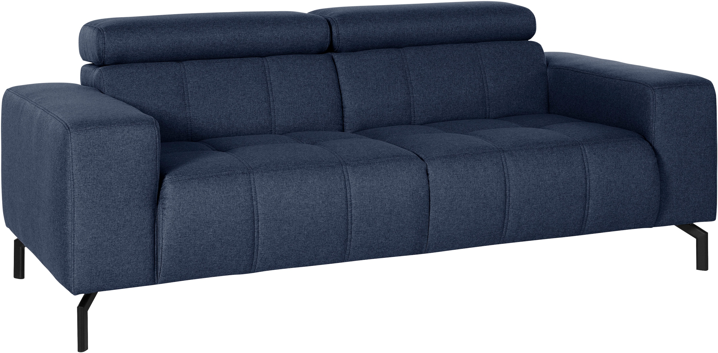 DOMO collection 2-Sitzer "Cunelli, moderne Sitznähte als Designelement, fester Sitzkomfort" whlw. verstellbare Kopfteile, passend für gängige Saugroboter