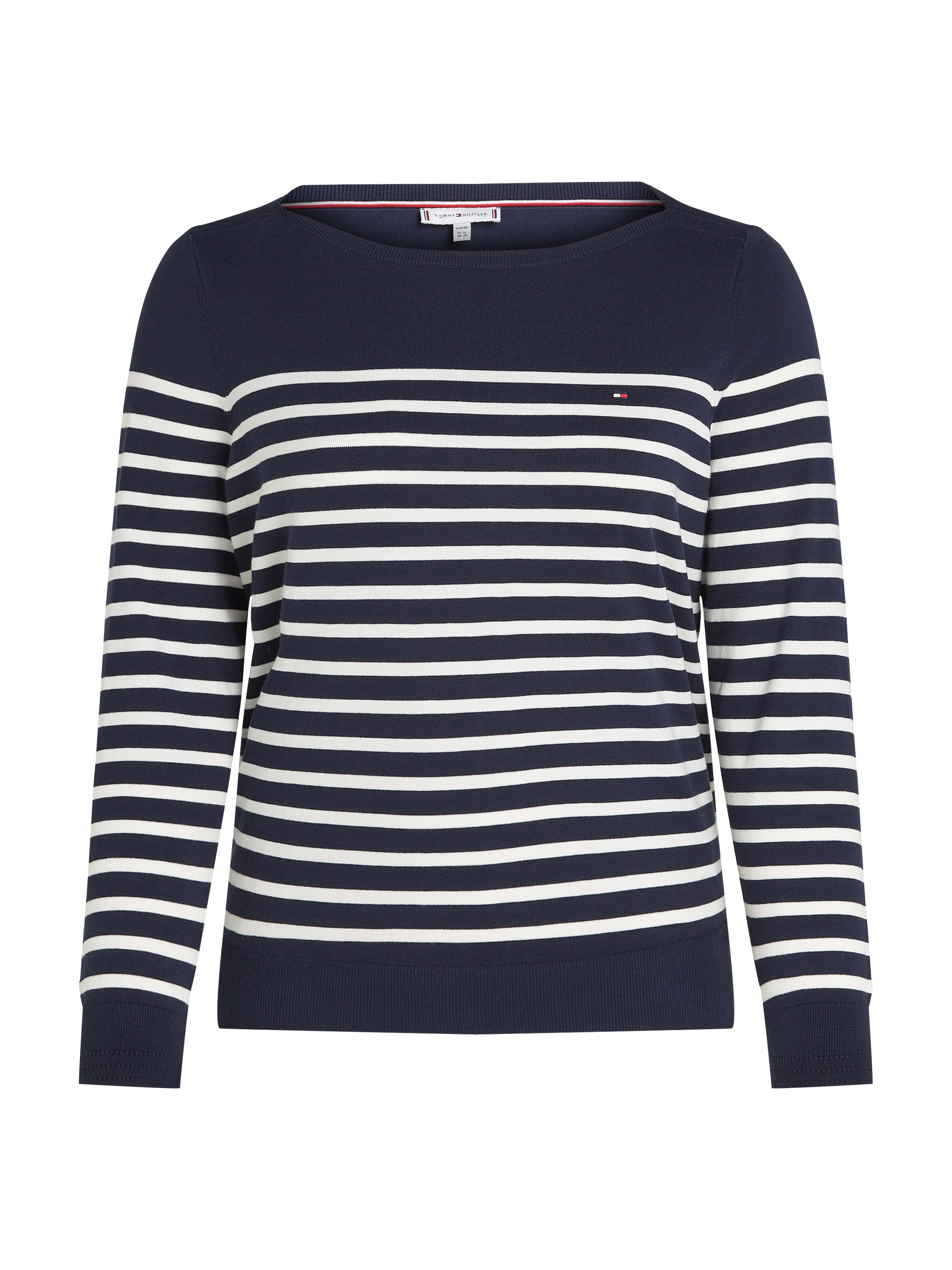 Tommy Hilfiger Curve Strickpullover »CRV CO JERSEY STITCH LS B-NK SWT«, in Großen Größen, Logostickerei