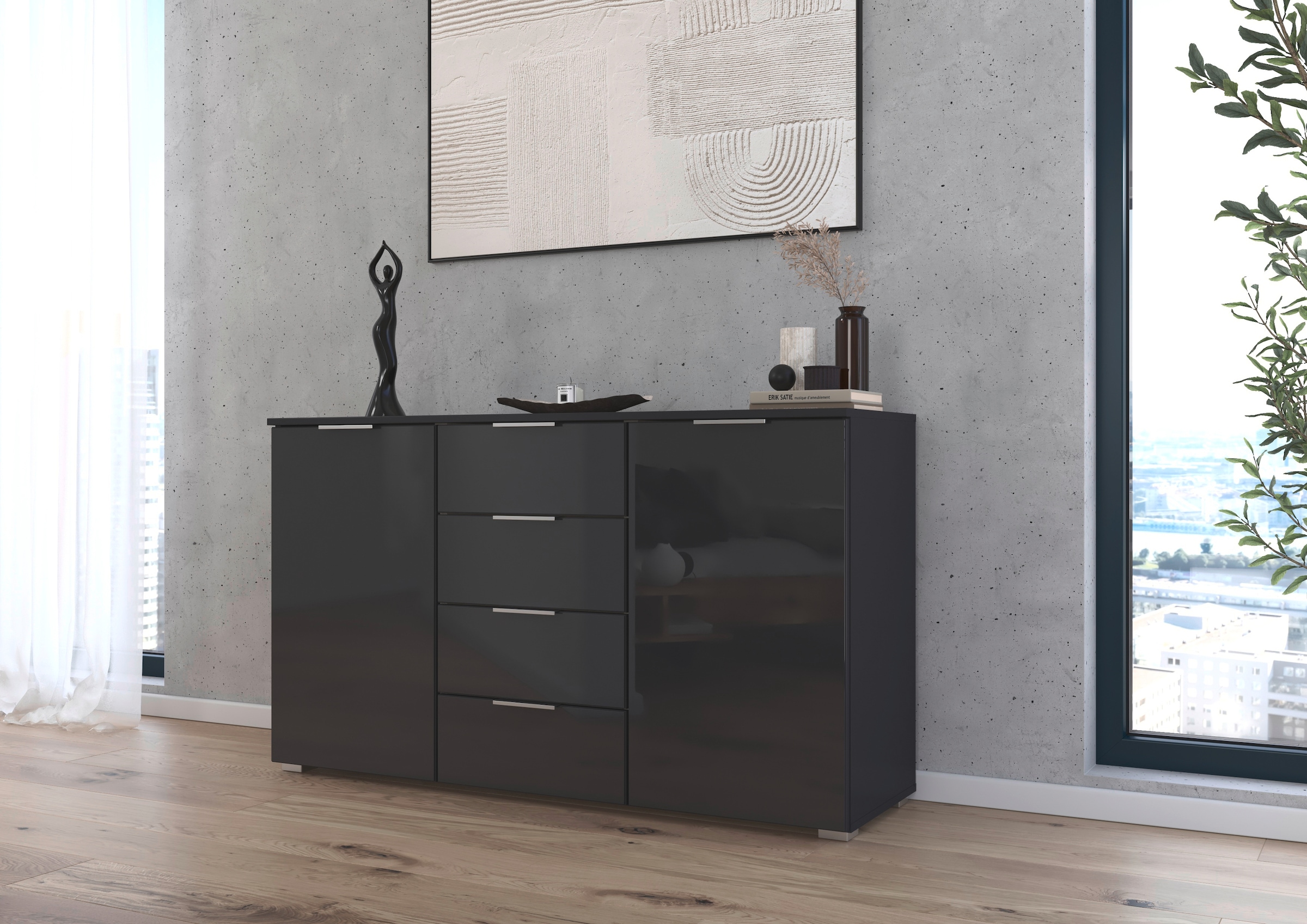 rauch Kommode "Sideboard Kombikommode Schubladenkommode AGORDO mit Glasfron günstig online kaufen