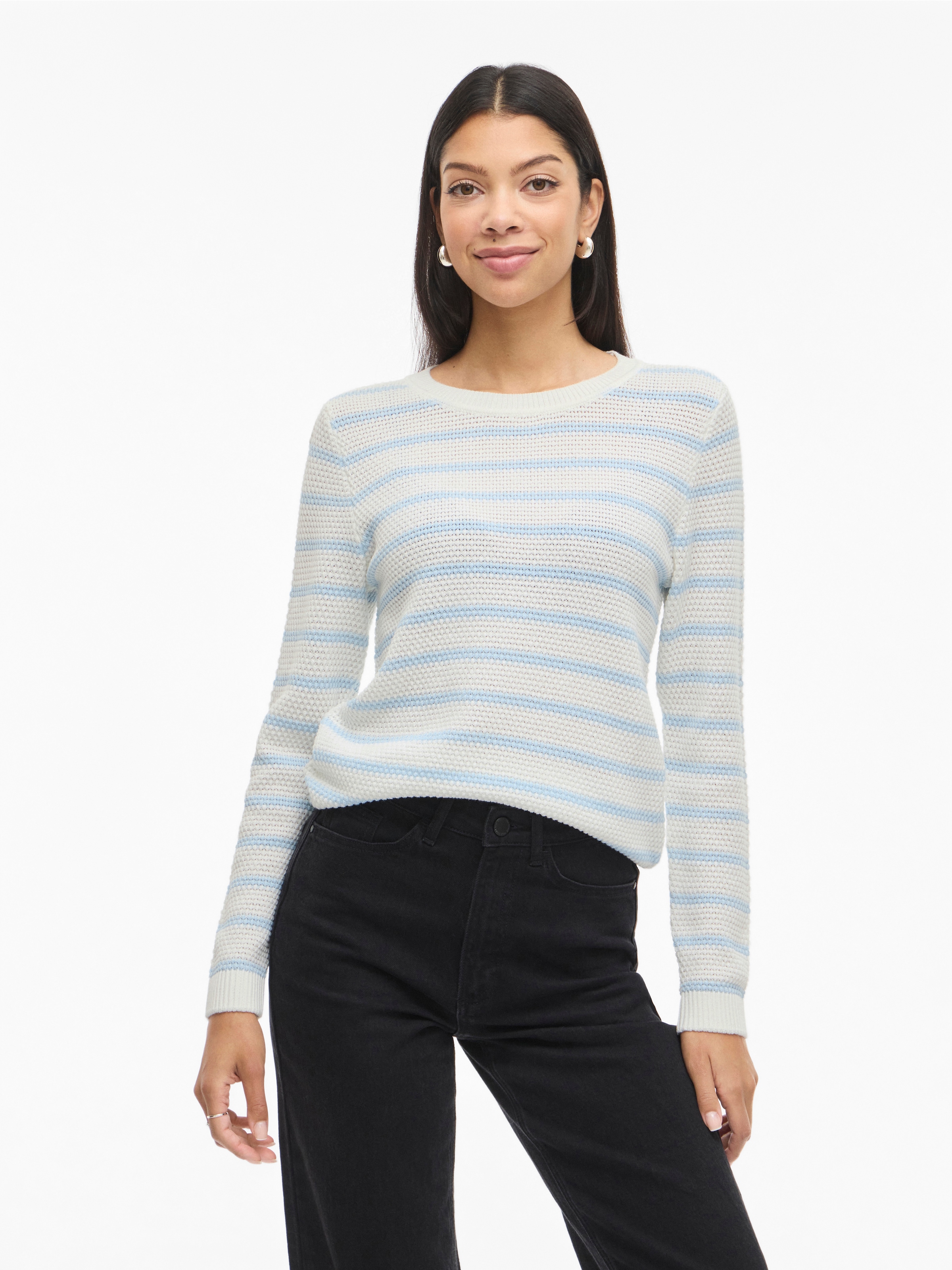 Vila Rundhalspullover "VIDALO O-NECK L/S STRIPE KNIT TOP- NOOS" günstig online kaufen