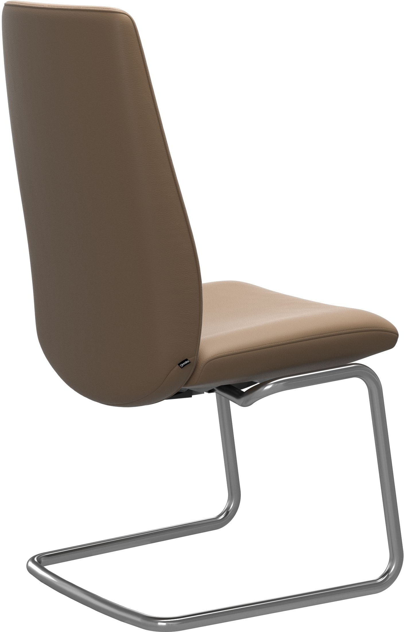 Polsterstuhl STRESSLESS "Laurel", braun (almond paloma, chrom matt), B:53cm H:105cm T:60cm, Leder PALOMA: PALOMA ist ein durchgefärbtes Semianilin-Möbelleder mit natürlicher Narbung., Stühle, Polsterstuhl, High Back, Größe L, mit Beinen aus Stahl in Chrom 3
