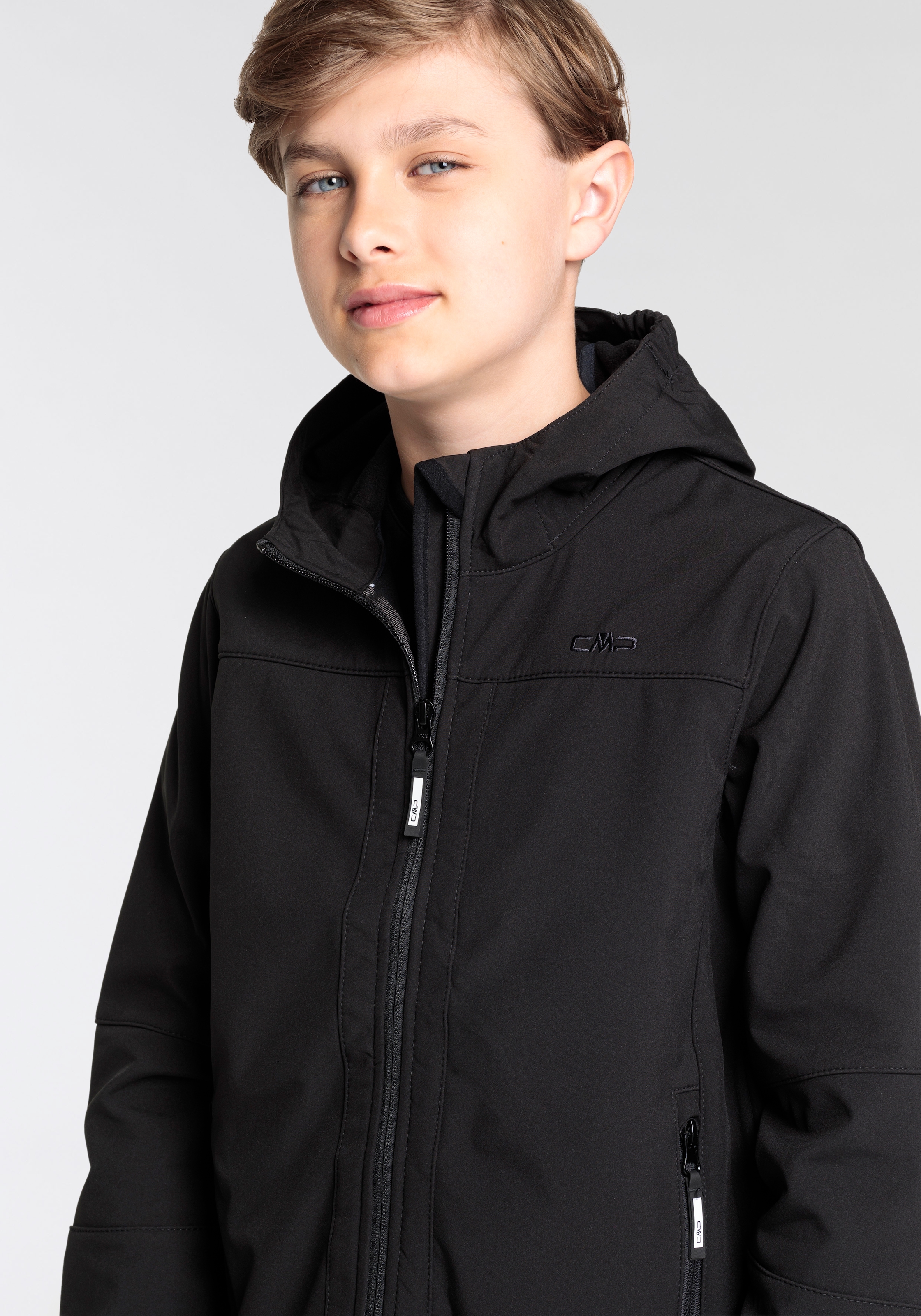CMP Softshelljacke »KID SOFTSHELL JACKET FIX HOOD für Kinder«, (1 St.), mit Kapuze, Atmungsaktiv & Wärmeisolierend & Wasserabweisend & für Kinder