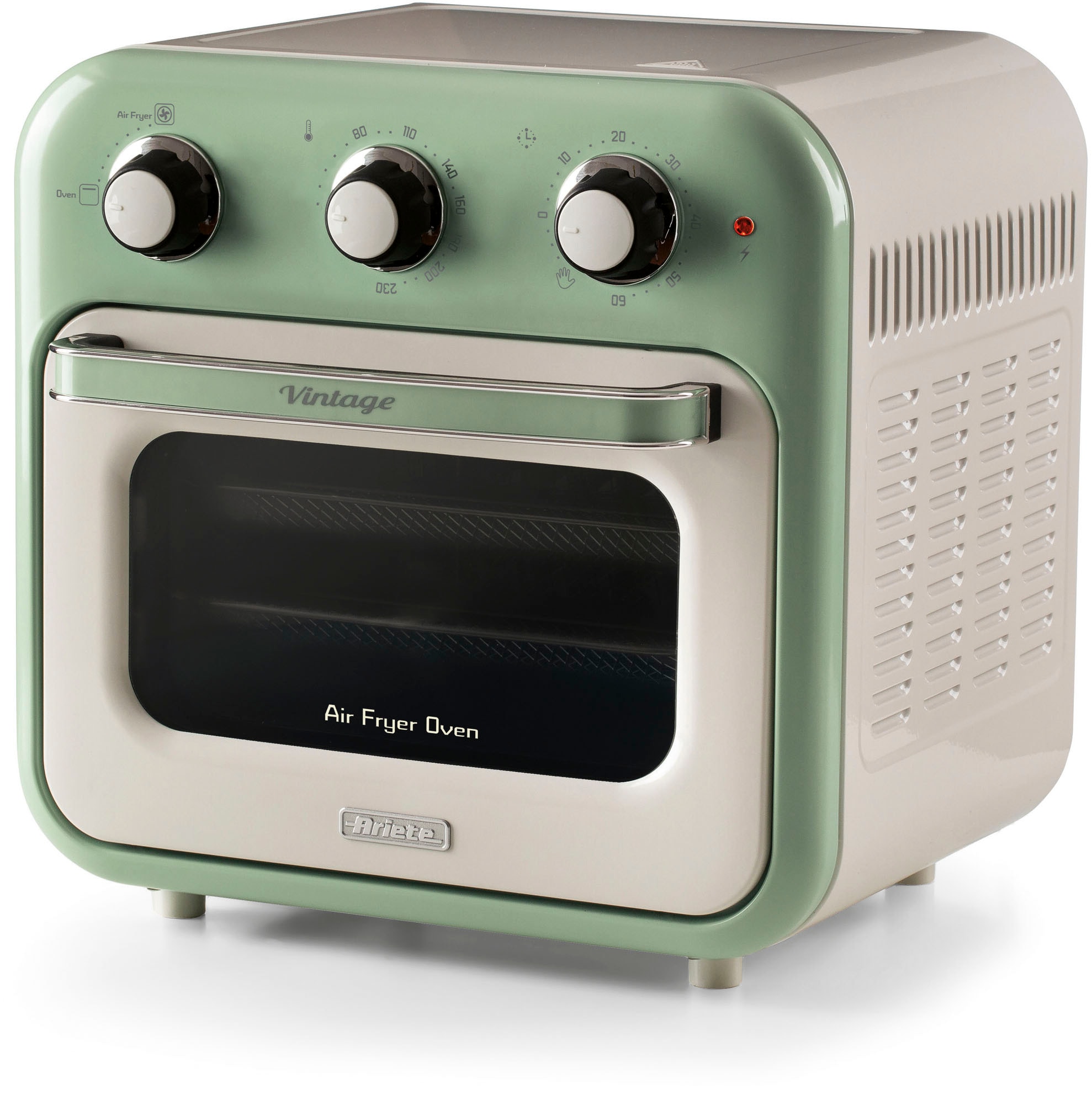 ARIETE Heißluftfritteuse "4632GR", grün (grün, weiß, beige), B:34cm H:34cm T:34cm, Fritteusen, Vintage Backofen und Rotisserie in Einem, 16 L grün - E