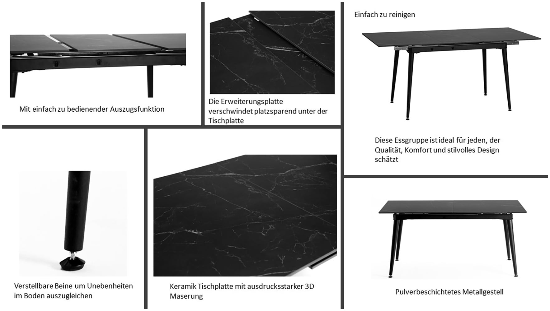 Home affaire Essgruppe »Melwine Keramiktisch Freischwinger«, (Set, 5 tlg.), Tisch ausziehbar 120-160 cm Esszimmer Tischgruppe