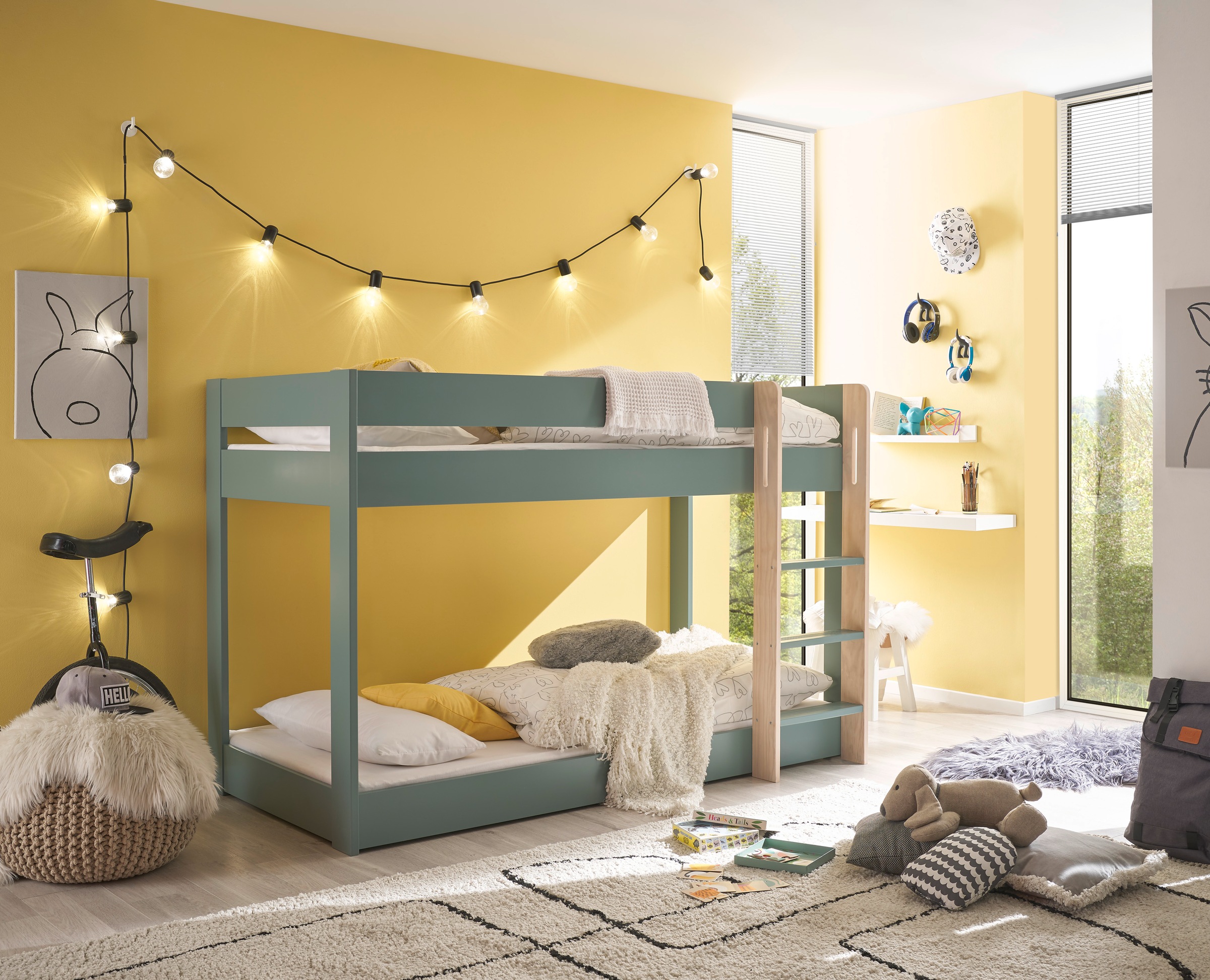 Begabino "Lauri Bett, Etagenbett, Hochbett" 2 Liegeflächen, mit Leiteraufstieg zum oberen Bett