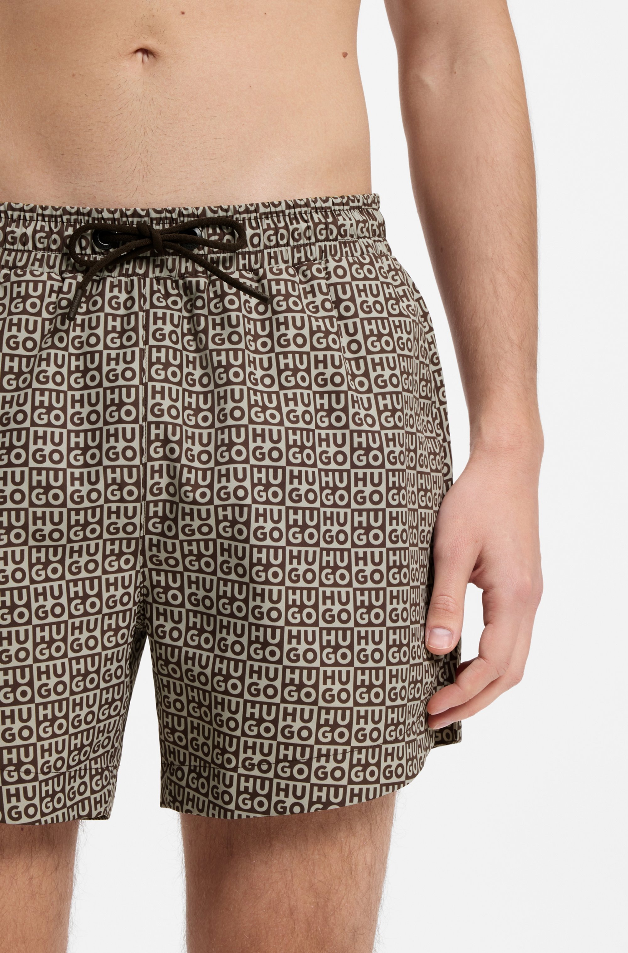 HUGO Underwear Badeshorts »AARON« mit Schachbrett-Logos, elastischer Bund