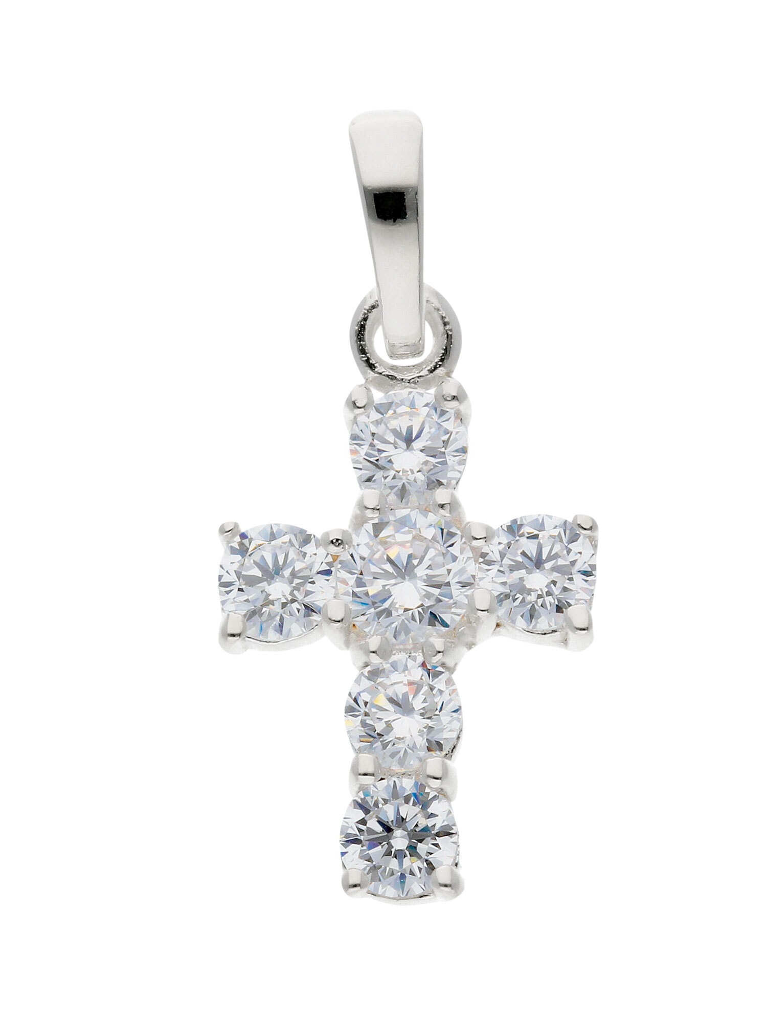 ADELIA ́S Damen Kettenanhänger "Damen Silber Schmuck 925 Silber Kreuz Anhänger mit Zirkonia", mit Zirkonia, Silber 925 (Sterlingsilber), silber,