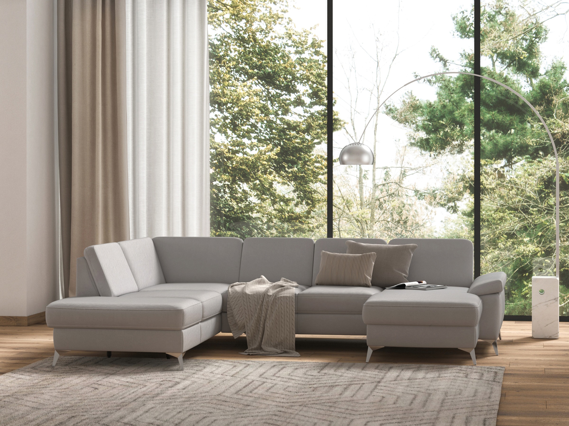 sit&more Wohnlandschaft »Padua U-Form«, inklusive Sitztiefenverstellung, Armteilfunktion und Federkern