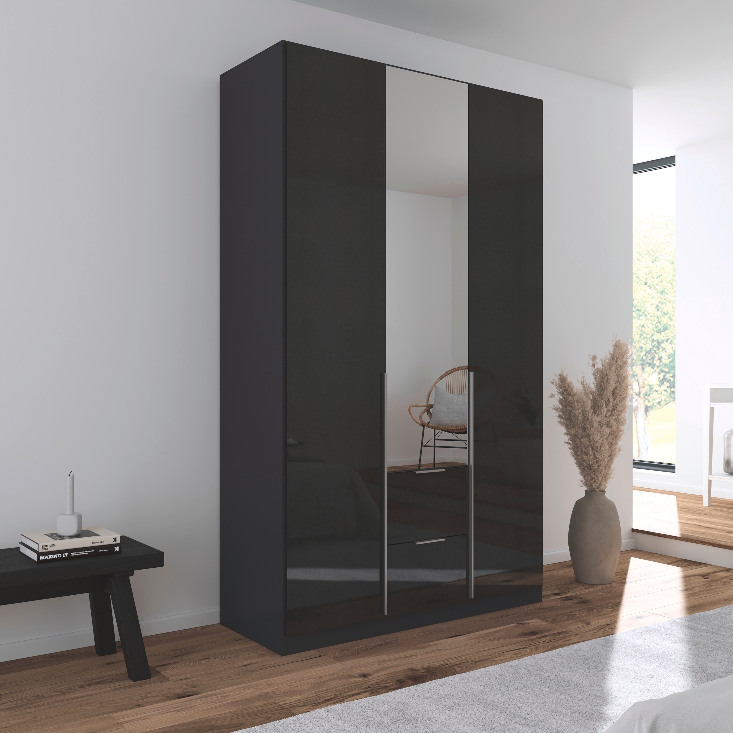 rauch Drehtürenschrank »Kleiderschrank Schrank Garderobe AGORDO mit Dekor- oder Hochglanzfront«, mit Außenschubkästen, in 6 Breiten und 2 Höhen MADE IN GERMANY
