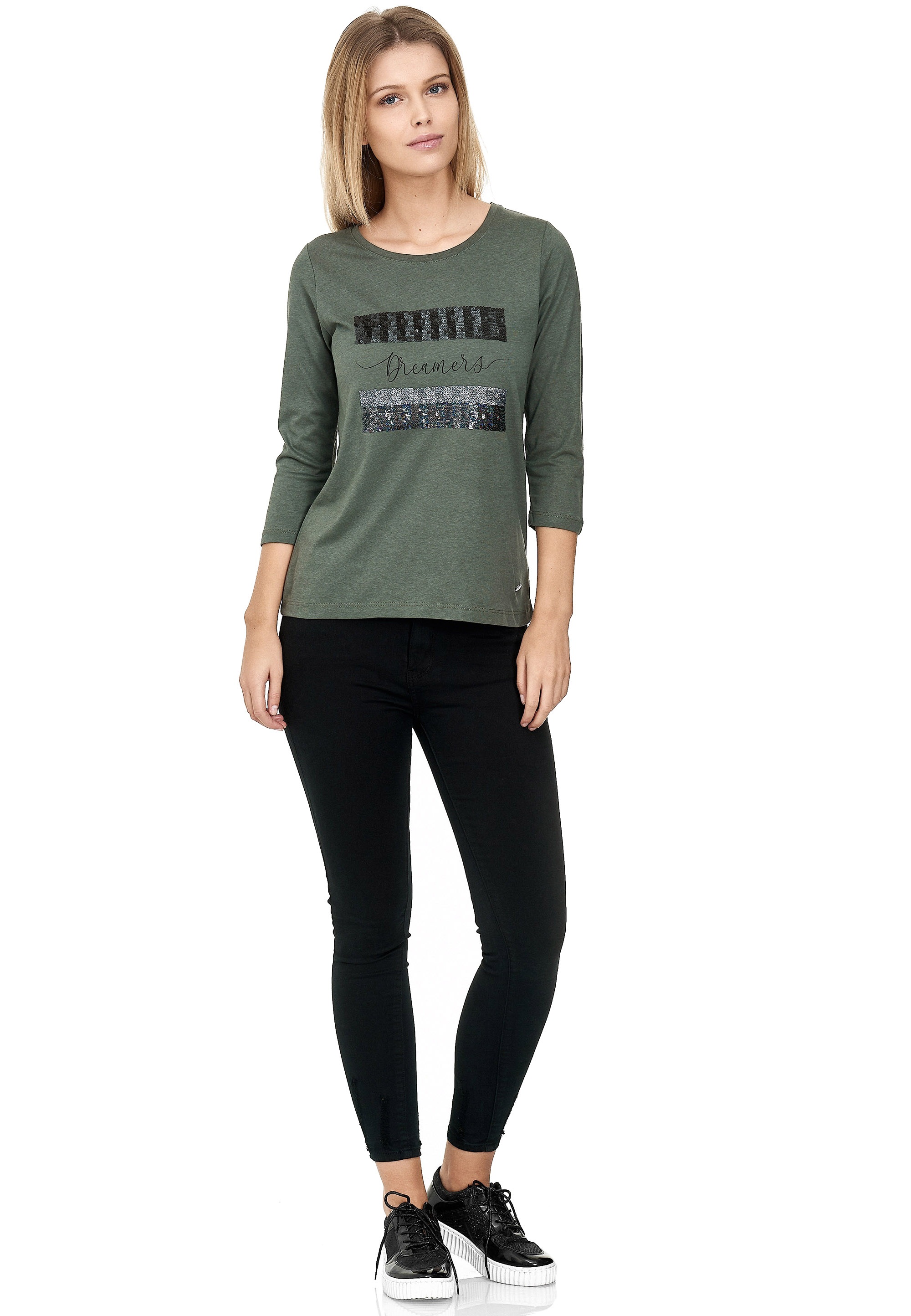 Decay Langarmshirt, mit schimmerndem Paillettenbesatz