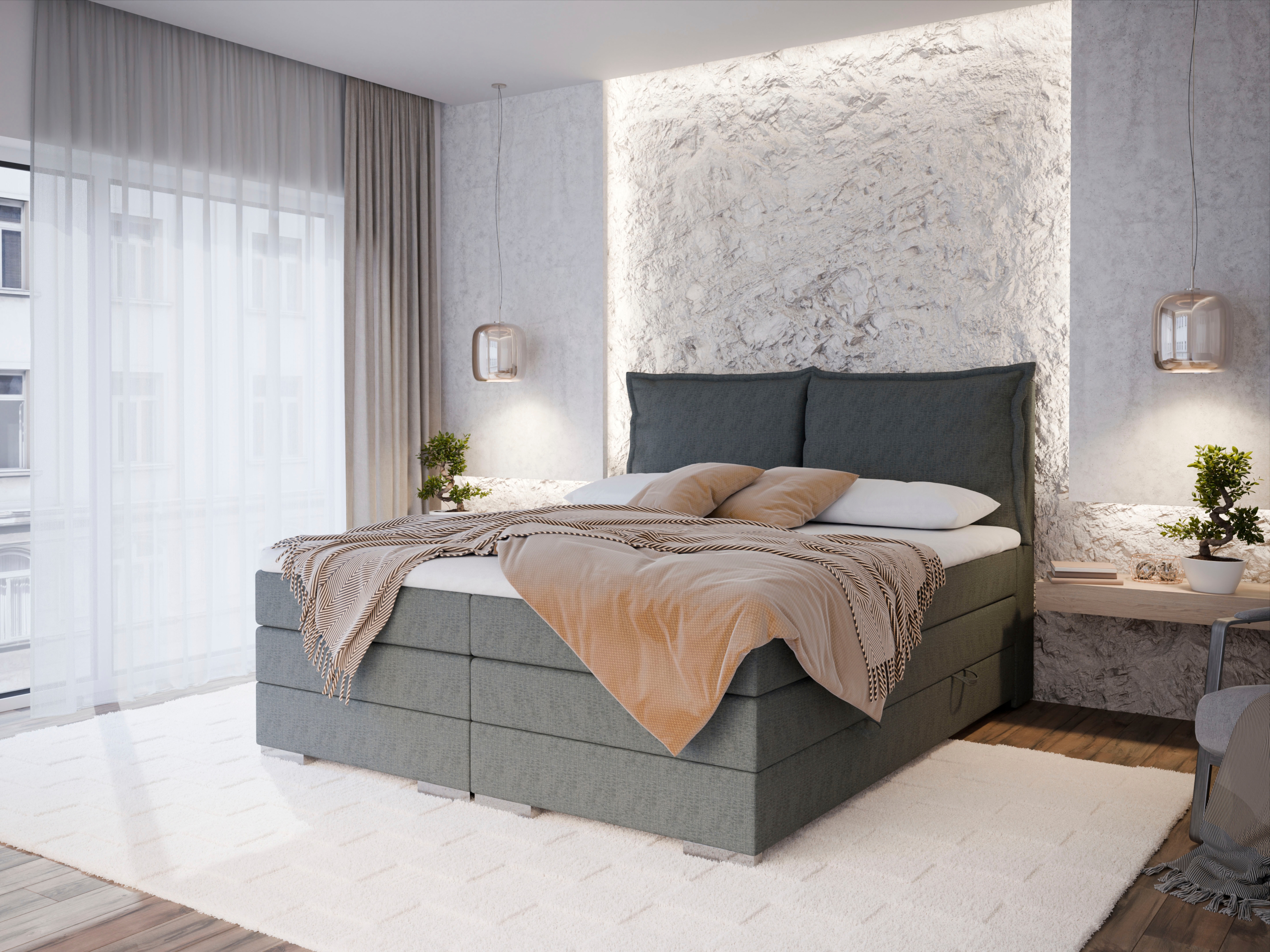 FORTE Boxspringbett "Pillows" in verschiedenen Farben erhältlich
