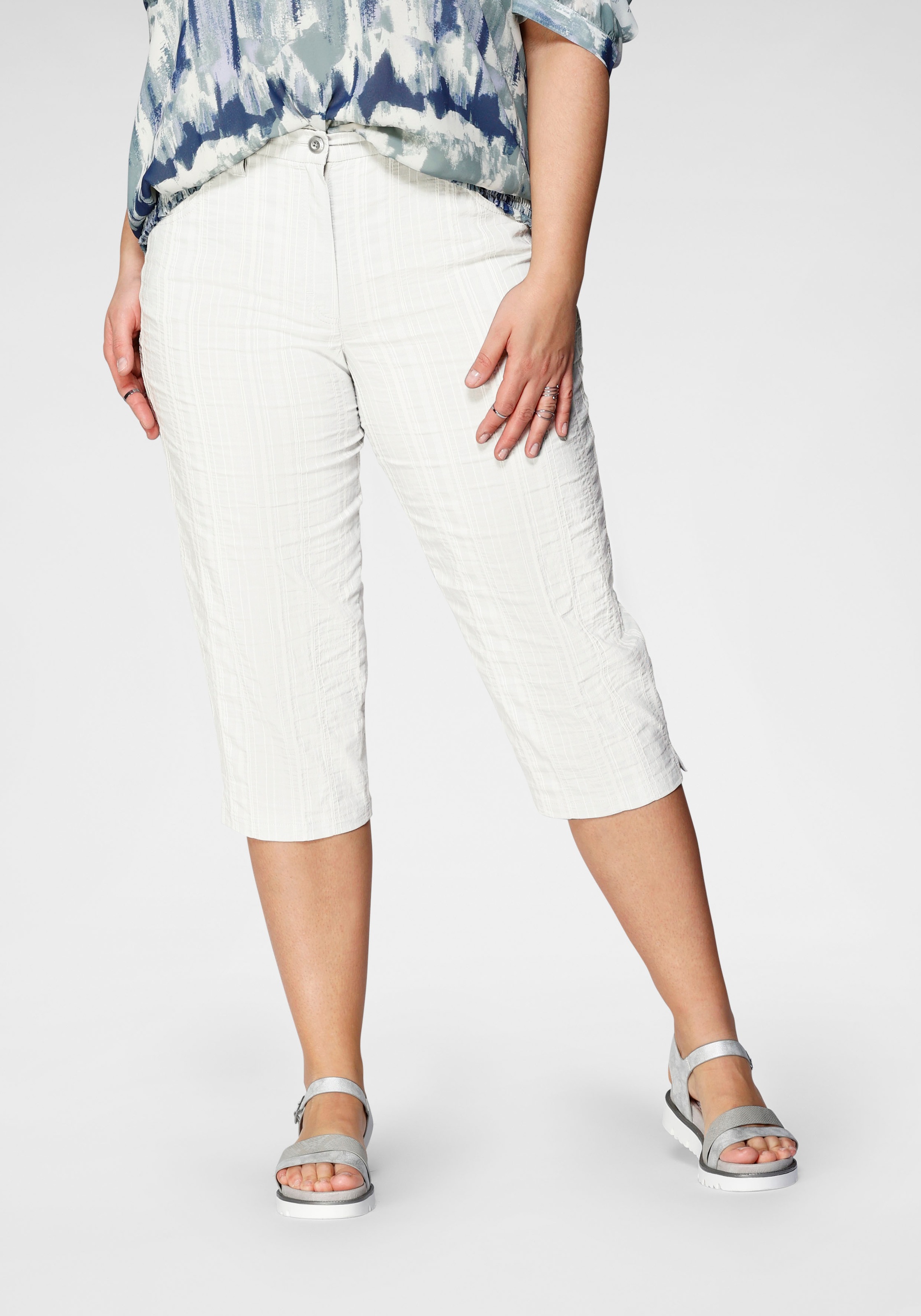 KjBRAND Caprihose "Babsie: bequemer Oberschenkel" Sommerhose mit Strukturmu günstig online kaufen