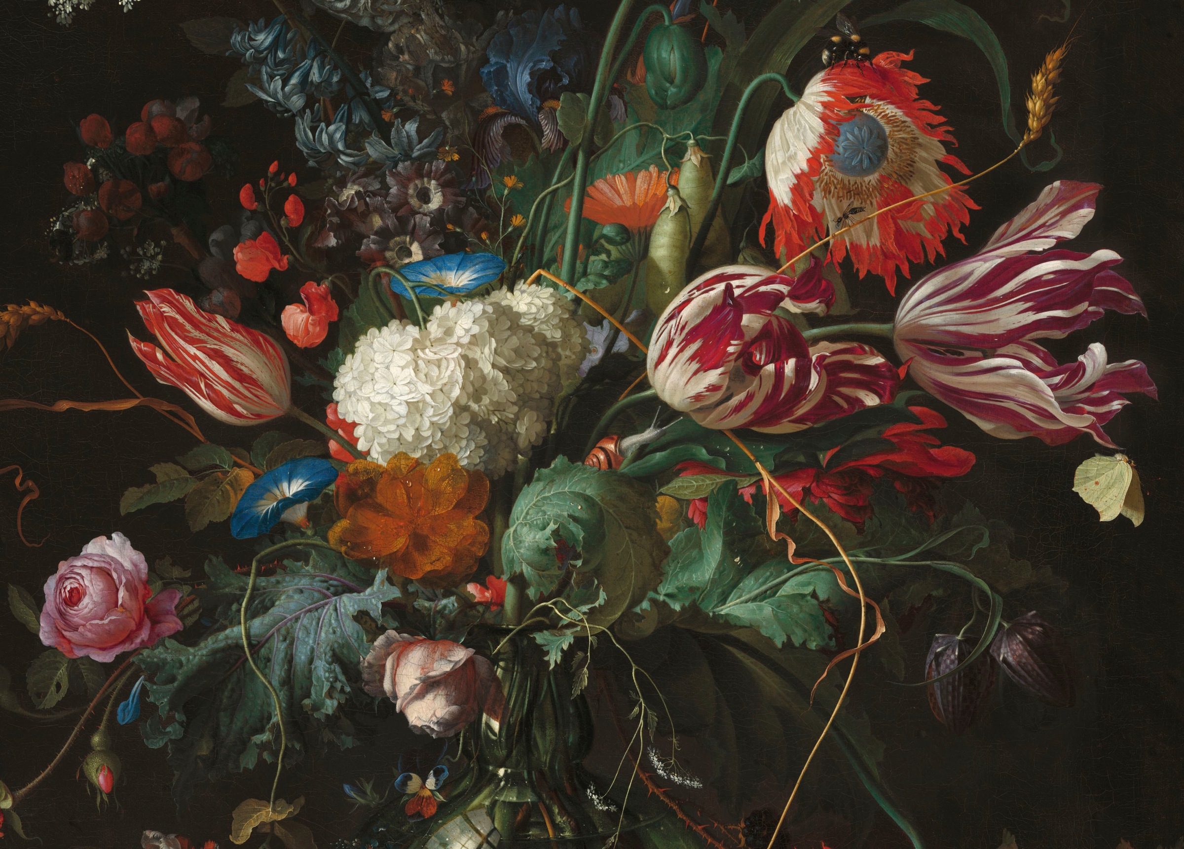 Art for the home Leinwandbild "Vase of Flowers, Ausschnitt, Jan Davidsz de Heem", Blumen