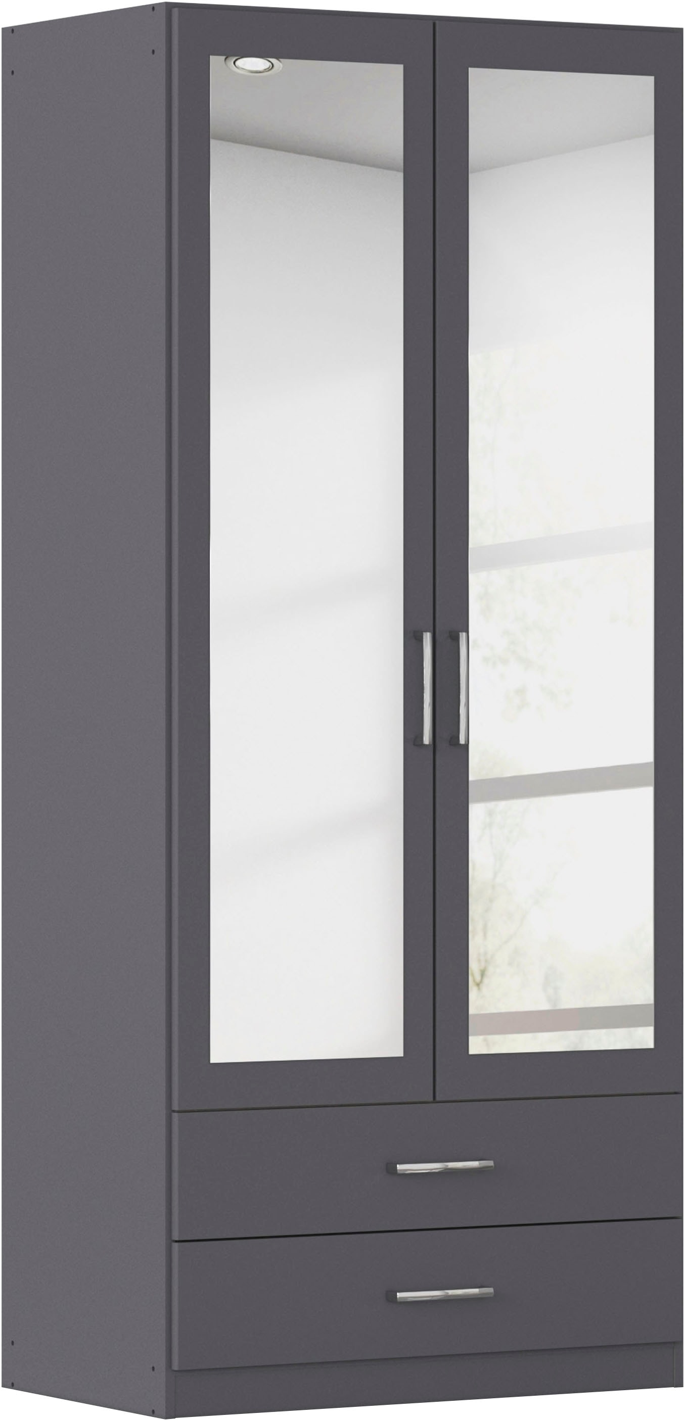 rauch Kleiderschrank "Schrank Garderobe Ankleide GAMMA Breiten 91/136/181/226/271/315/360 cm" in 3 Ausstattungen BASIC/CLASSIC/PREMIUM (inkl. SOFT-CLOSE-Funktion), verschiedene Griff-Varianten, mit Spiegel TOPSELLER MADE IN GERMANY