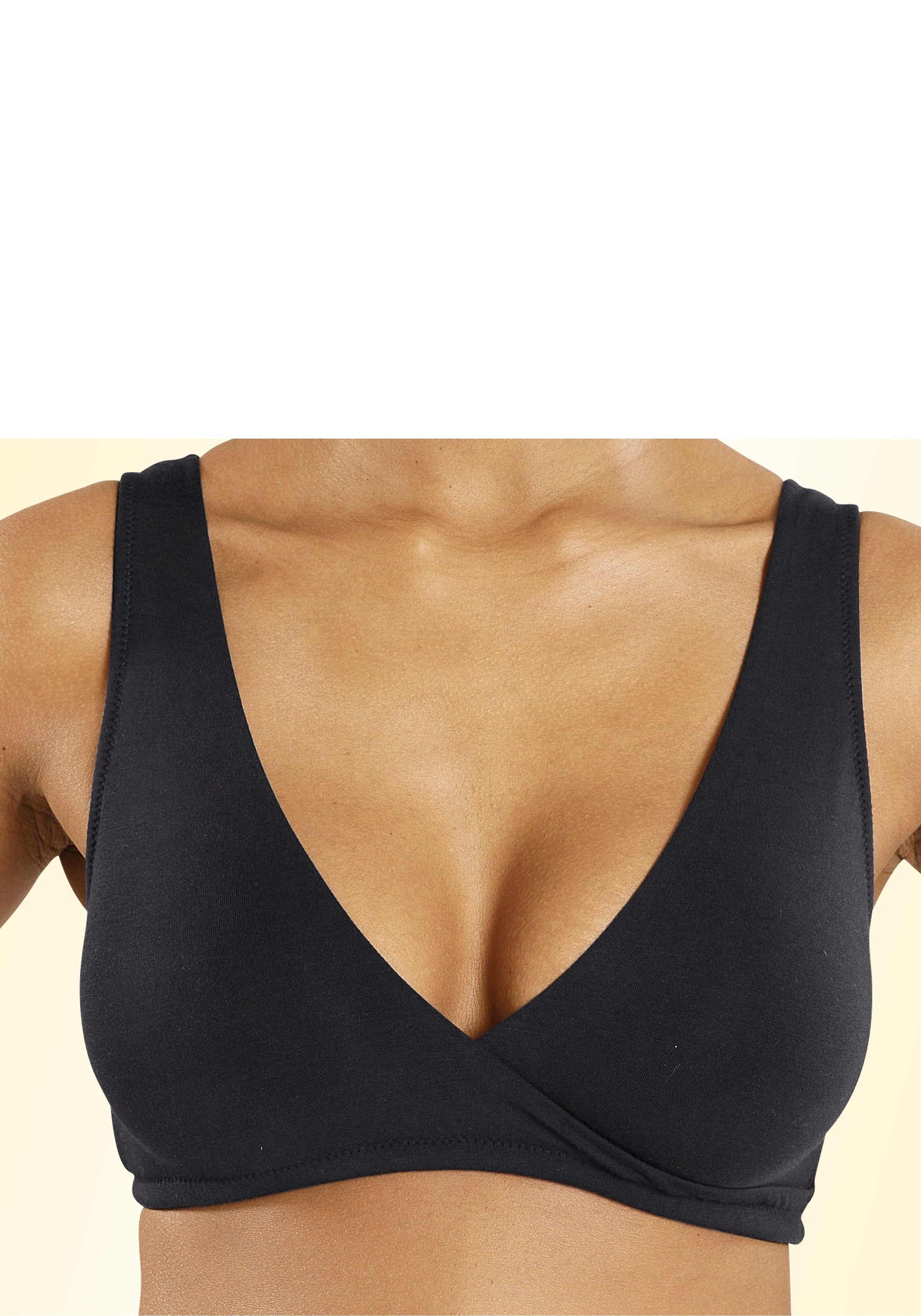 Still-BH PETITE FLEUR, Damen, Gr. 44, N-Gr, rosa (puder, schwarz), Jersey, Obermaterial: 94% Modal, 6% Elasthan, Basic, BHs Still-BH, aus seidig weichem Modal Material ohne Bügel in Wickel-Schlupf Form 3