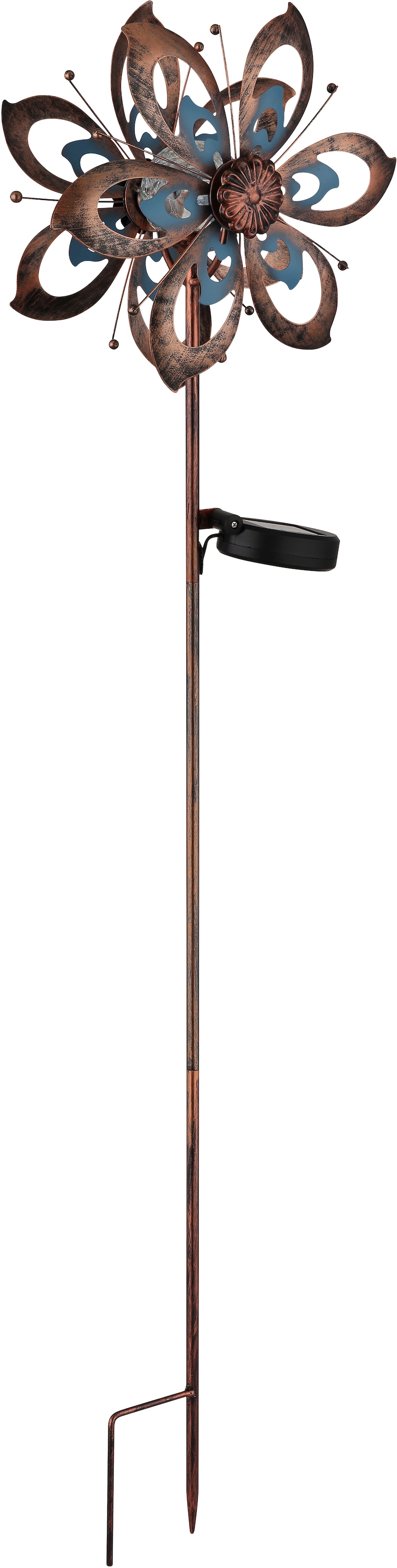 GLOBO LIGHTING LED Solarleuchte »SOLARLEUCHTE METALL GOLDFARBEN PATINIERT, 1XLED« LED-Modul 1 Stk. Warmweiß