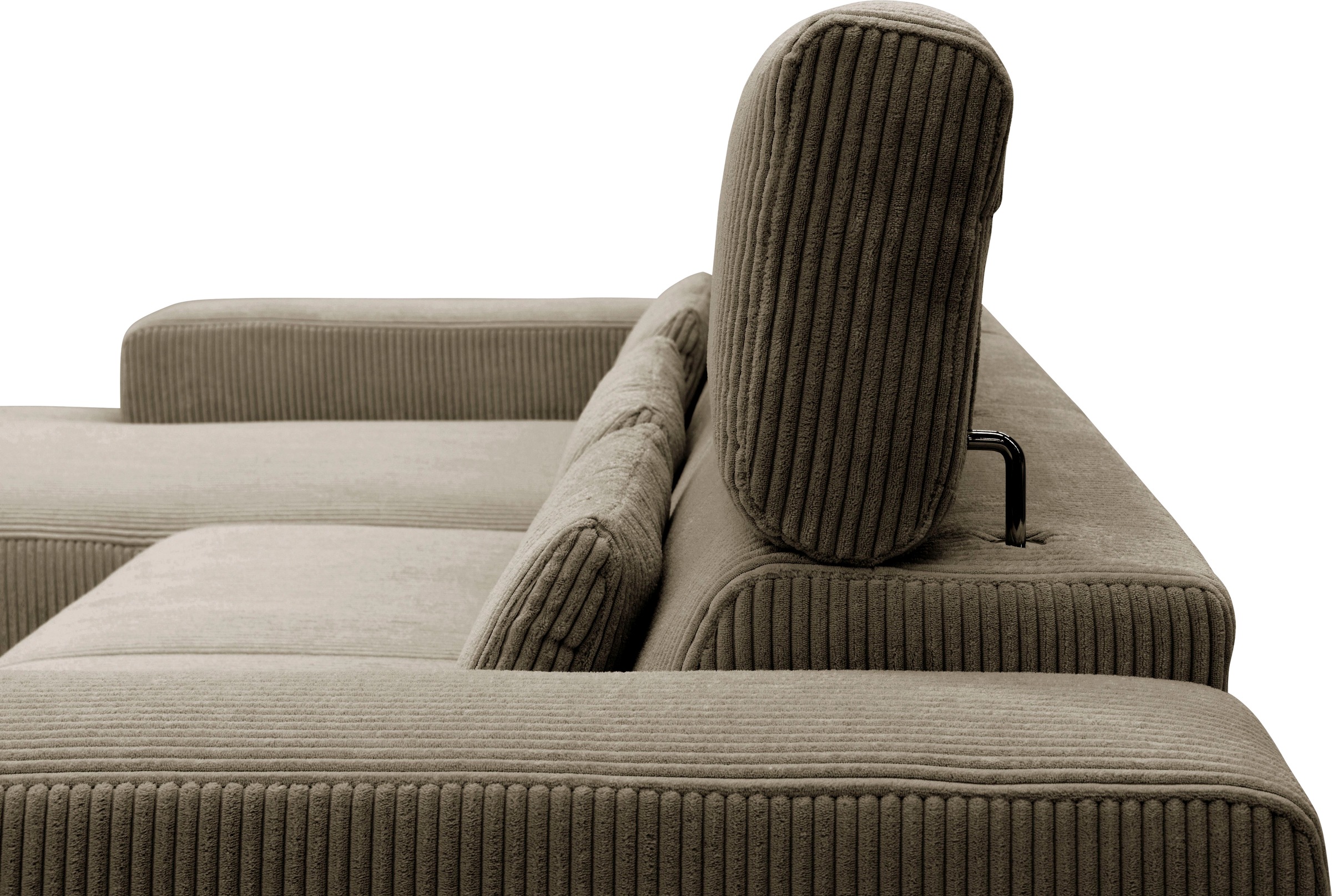 DOMO collection Ecksofa »Brandon große Ausführung B/T/H: 289/177/80 cm, auch in Leder und Cord«, mit Kopfteilverstellung, wahlweise Sitztiefenverstellung, L-Form