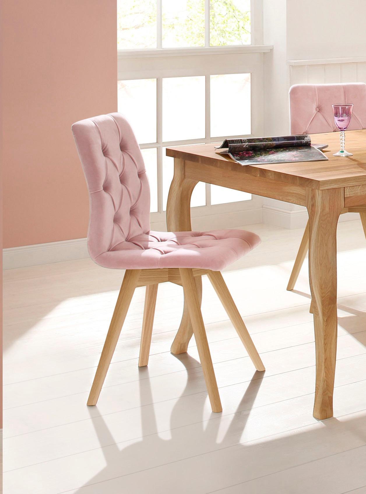 andas Esszimmerstuhl »Rania«, (Set), 6 St., Samtoptik, im 2er/4er/6er Set, Massivholzbeinen