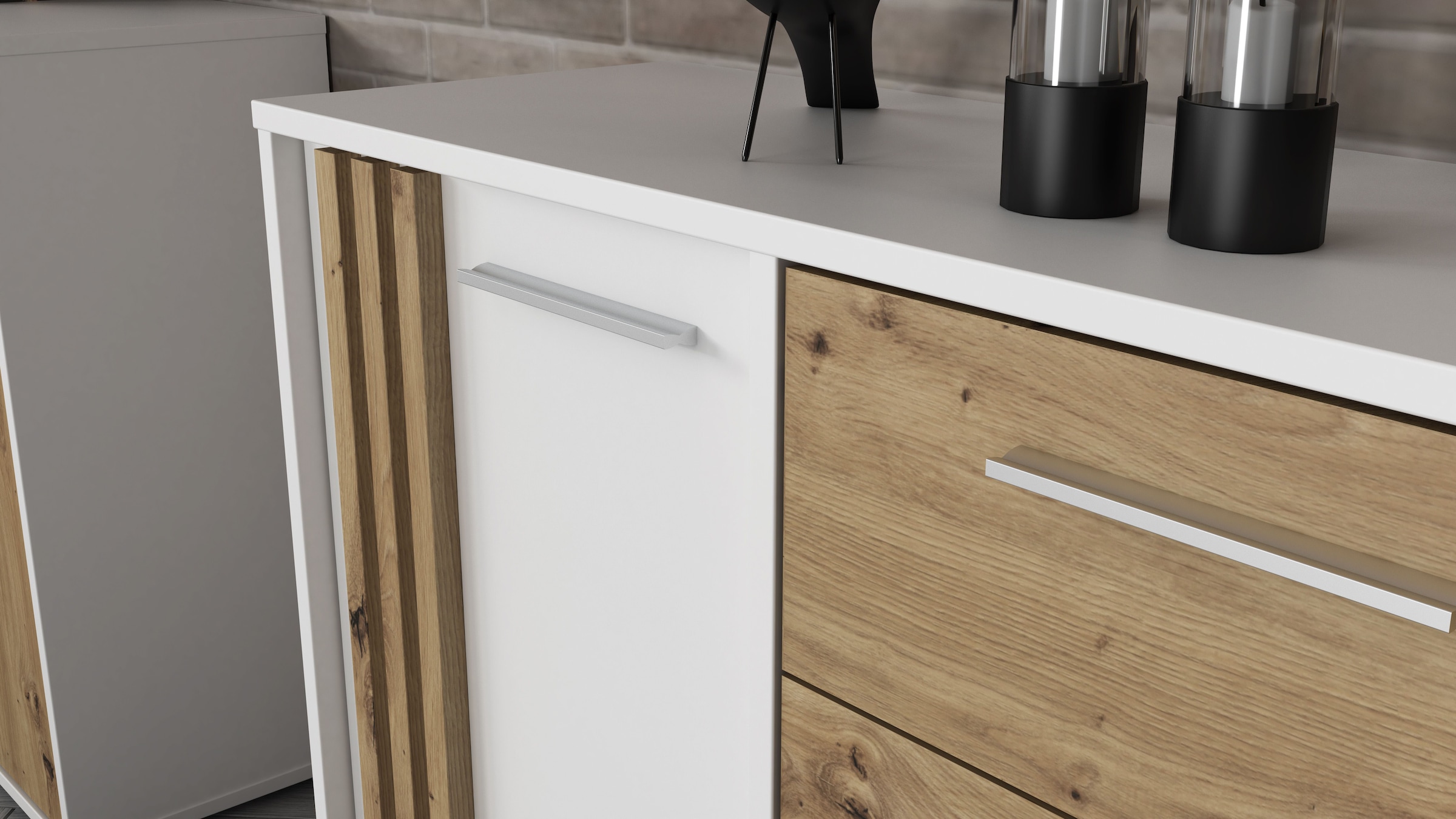 FORTE Sideboard »Cardigan«, Sideboard, 2 farbig, Stauraum, Schubkasten, Soft Close,Breite 142,6cm