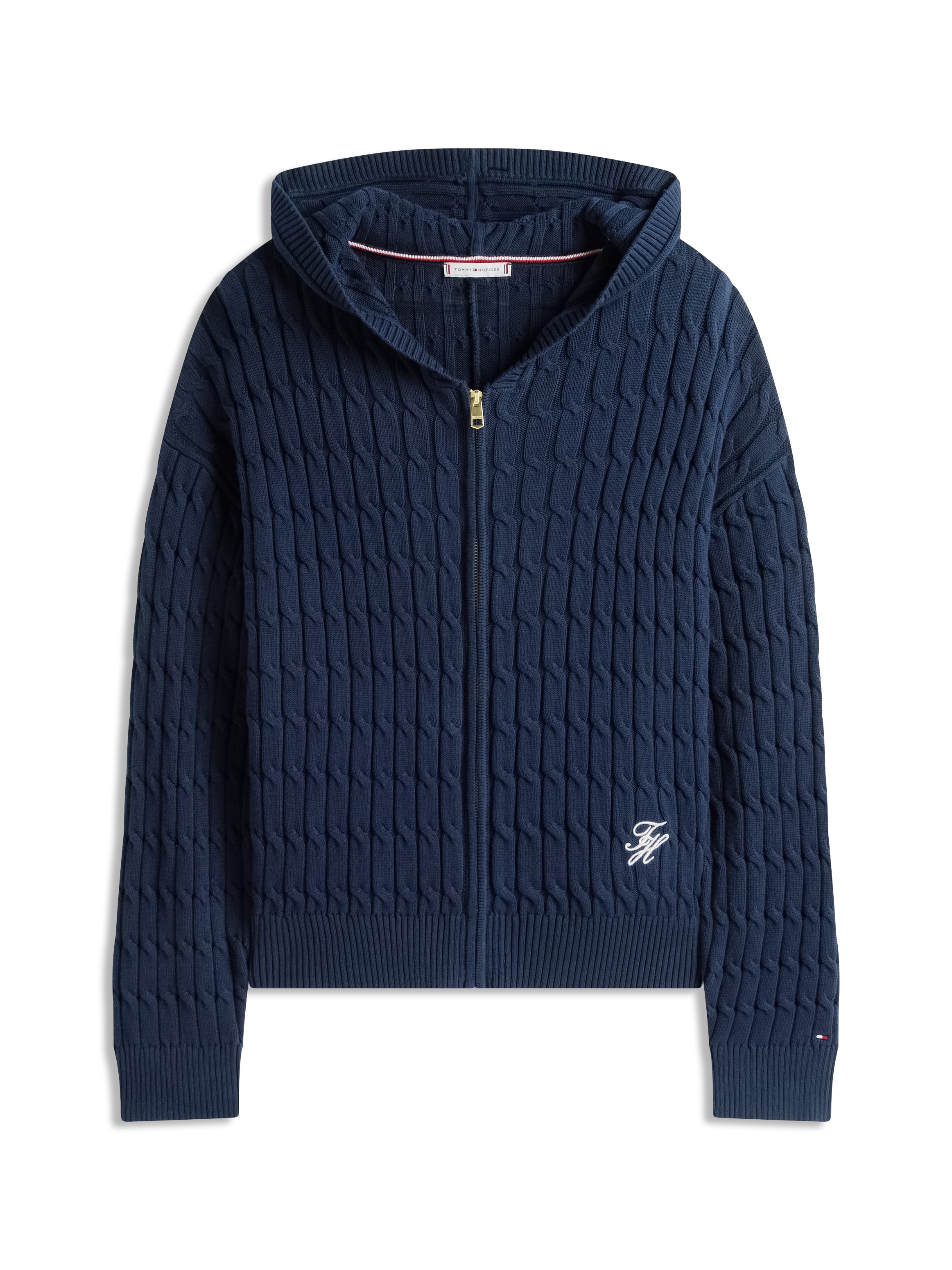 Tommy Hilfiger Curve Kapuzenstrickjacke »CRV CO CABLE MID GG LS ZIP HOODY«