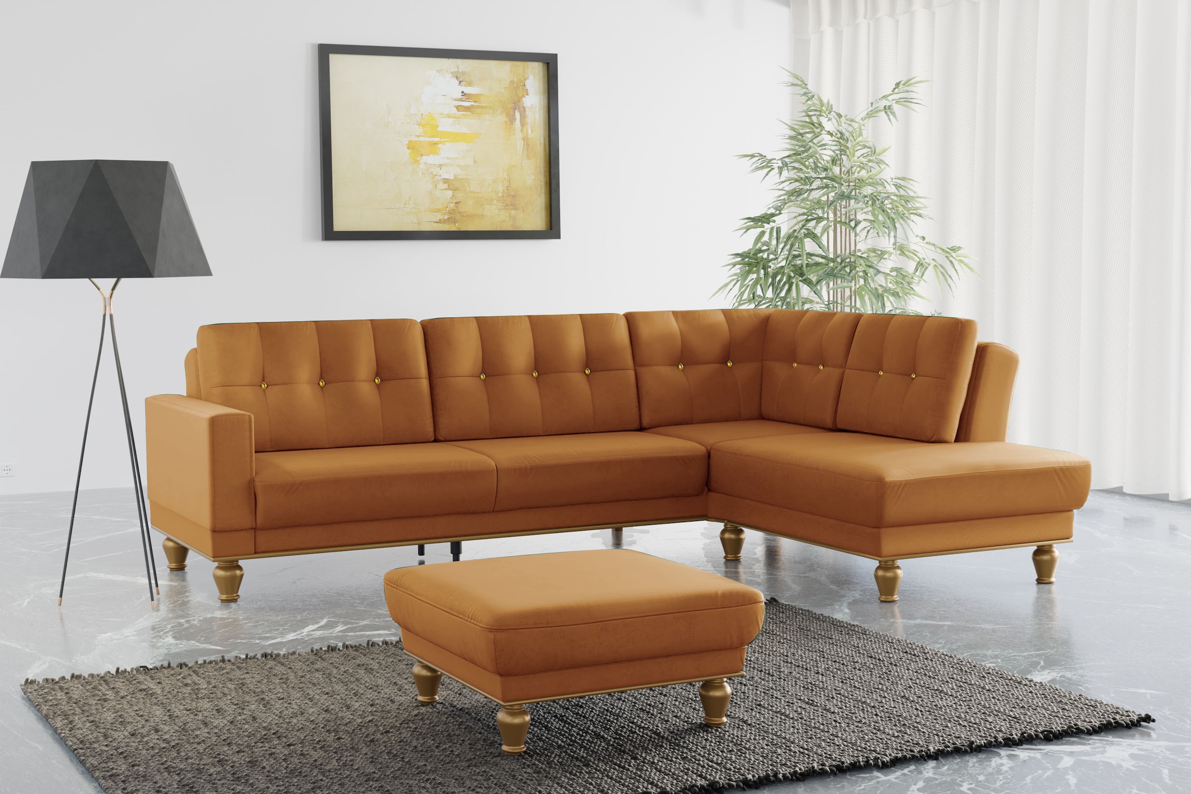 sit&more Ecksofa "Orient 5 V L-Form", mit Strass-Stein, wahlweise mit Bettf günstig online kaufen