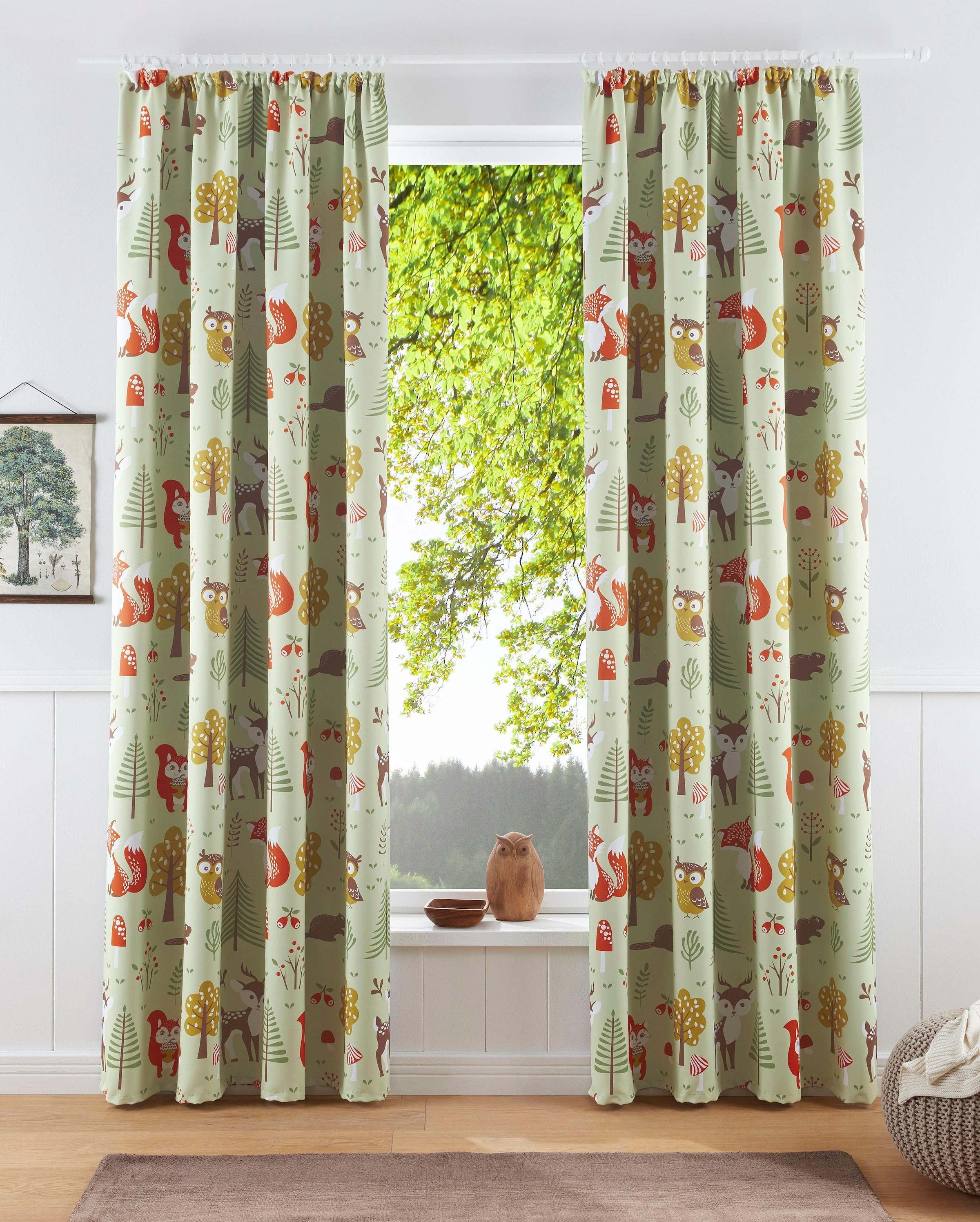 OTTO home Verdunkelungsvorhang "Waldtiere" Kräuselband 1 Stk. tlg. blickdic günstig online kaufen