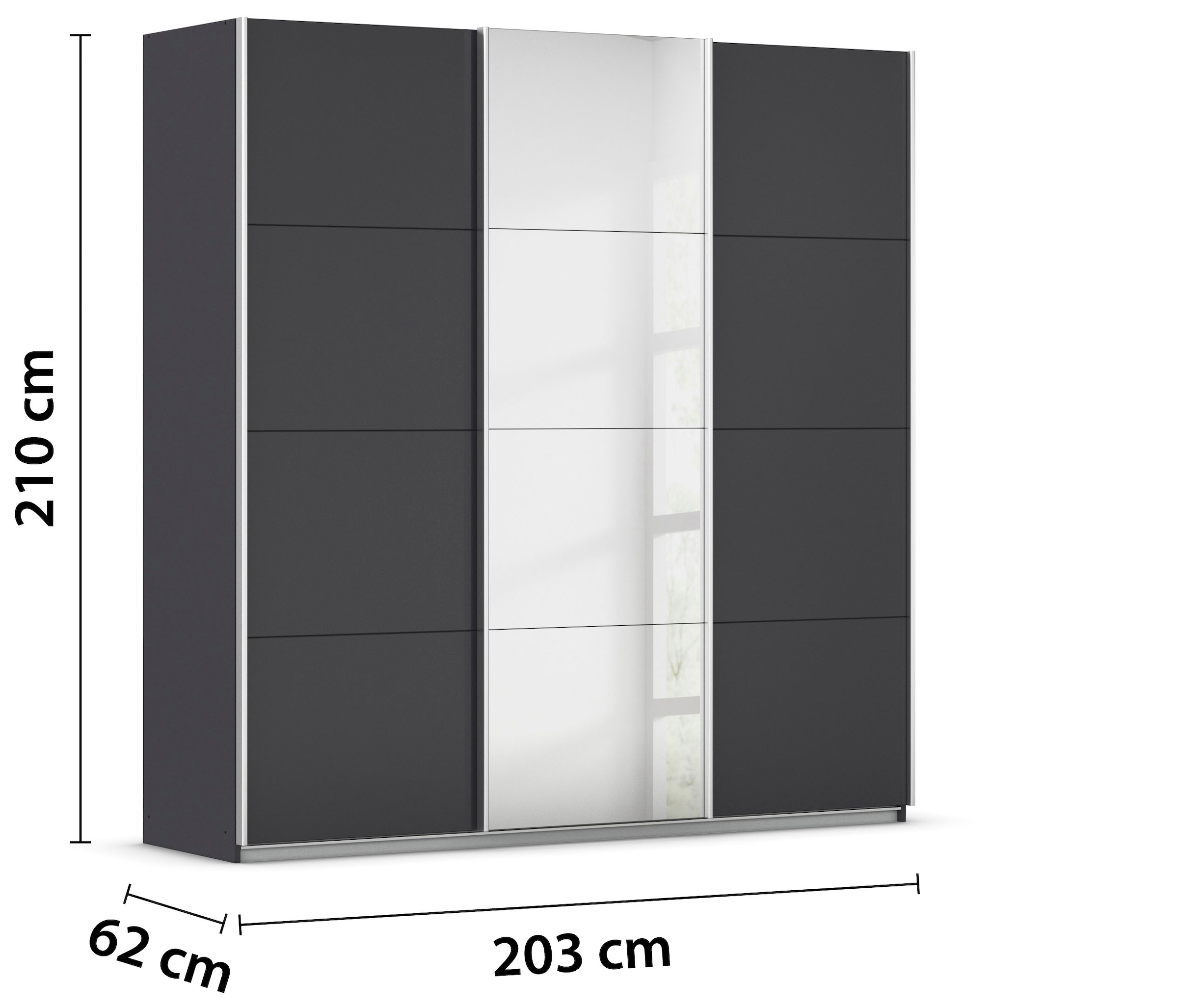 rauch Schwebetürenschrank »Kleiderschrank Schrank Garderobe KOLUNA mit Spiegel« 3 Ausstattungen BASIC/CLASSIC/PREMIUM (inkl. SOFT-CLOSE-FUNKTION),  Breiten 203/271/315/360 cm Höhen 210/229 cm MADE IN GERMANY