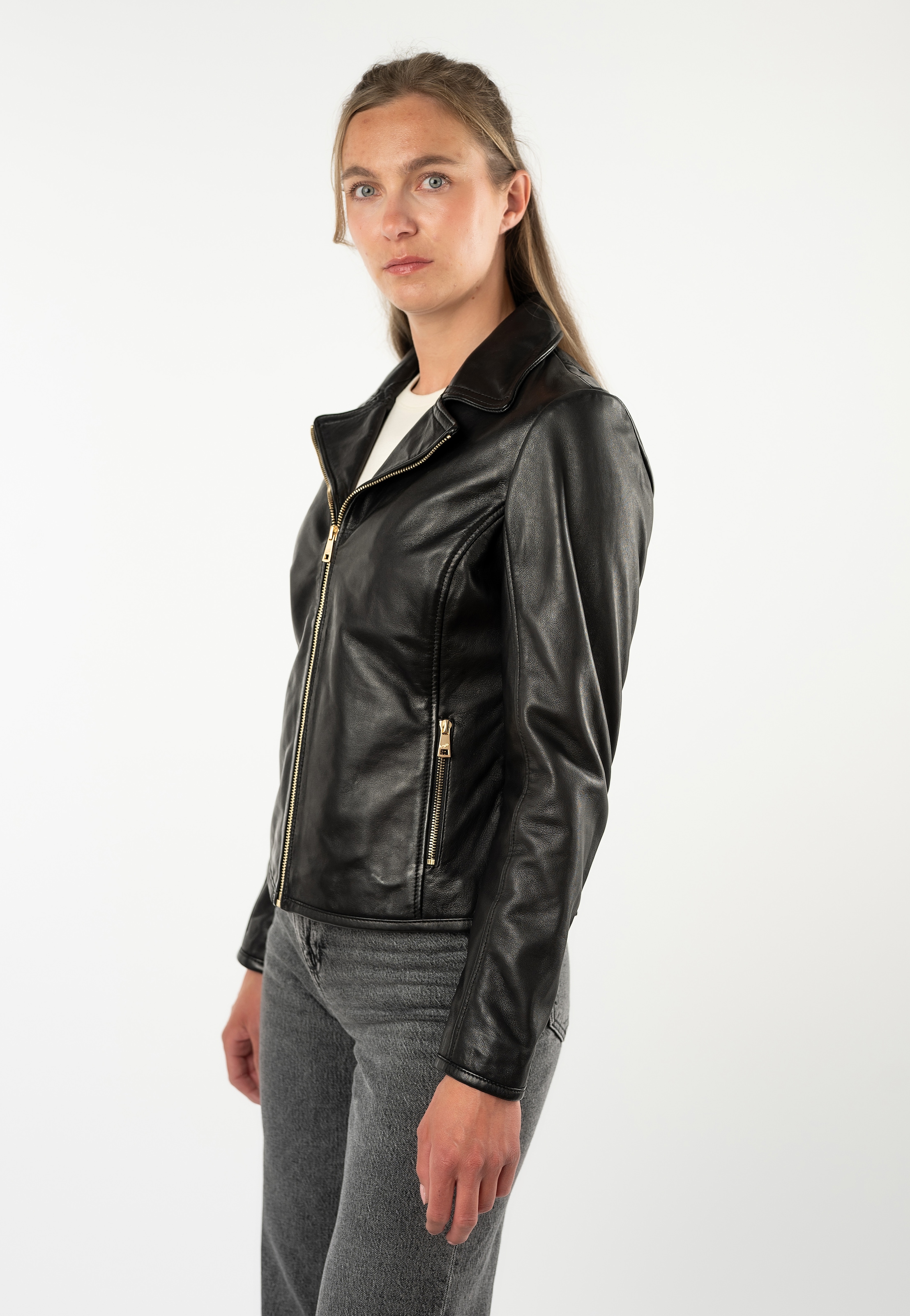 Mauritius Lederjacke »MWZoraya« mit seitlichen Stretch-Einsätzen
